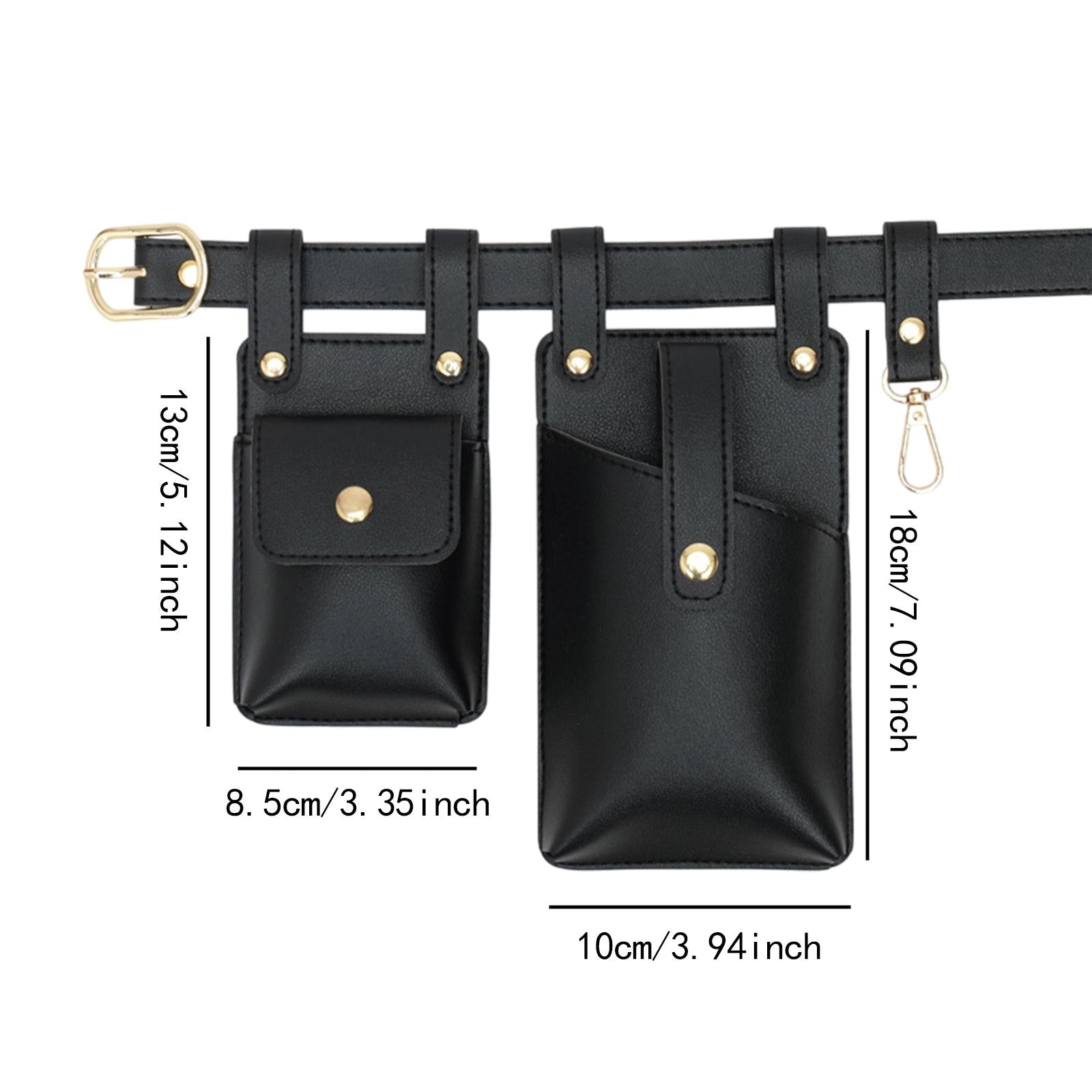 Fanny Pack PU Leather Waist Organiser Belt Fashion Multifunctional Waist Bag Black