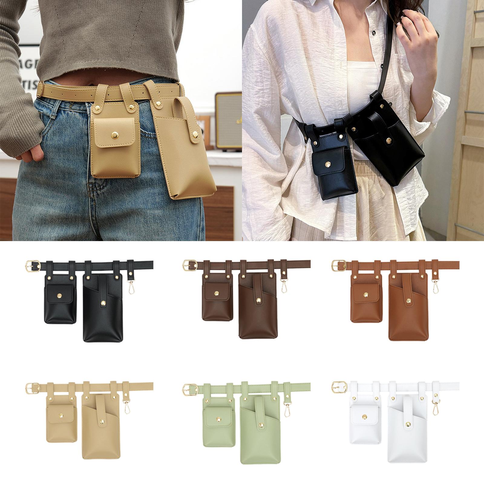 Fanny Pack PU Leather Waist Organiser Belt Fashion Multifunctional Waist Bag Black