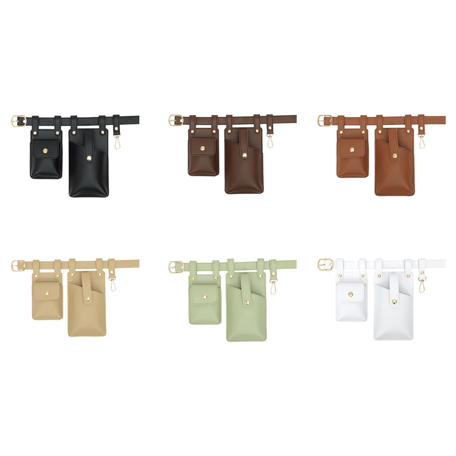 Fanny Pack PU Leather Waist Organiser Belt Fashion Multifunctional Waist Bag Black