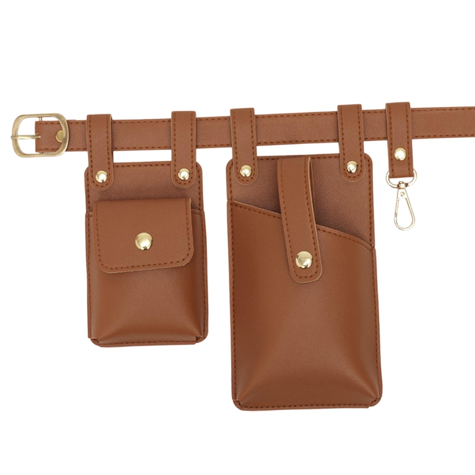 Fanny Pack PU Leather Waist Organiser Belt Fashion Multifunctional Waist Bag Light Brown
