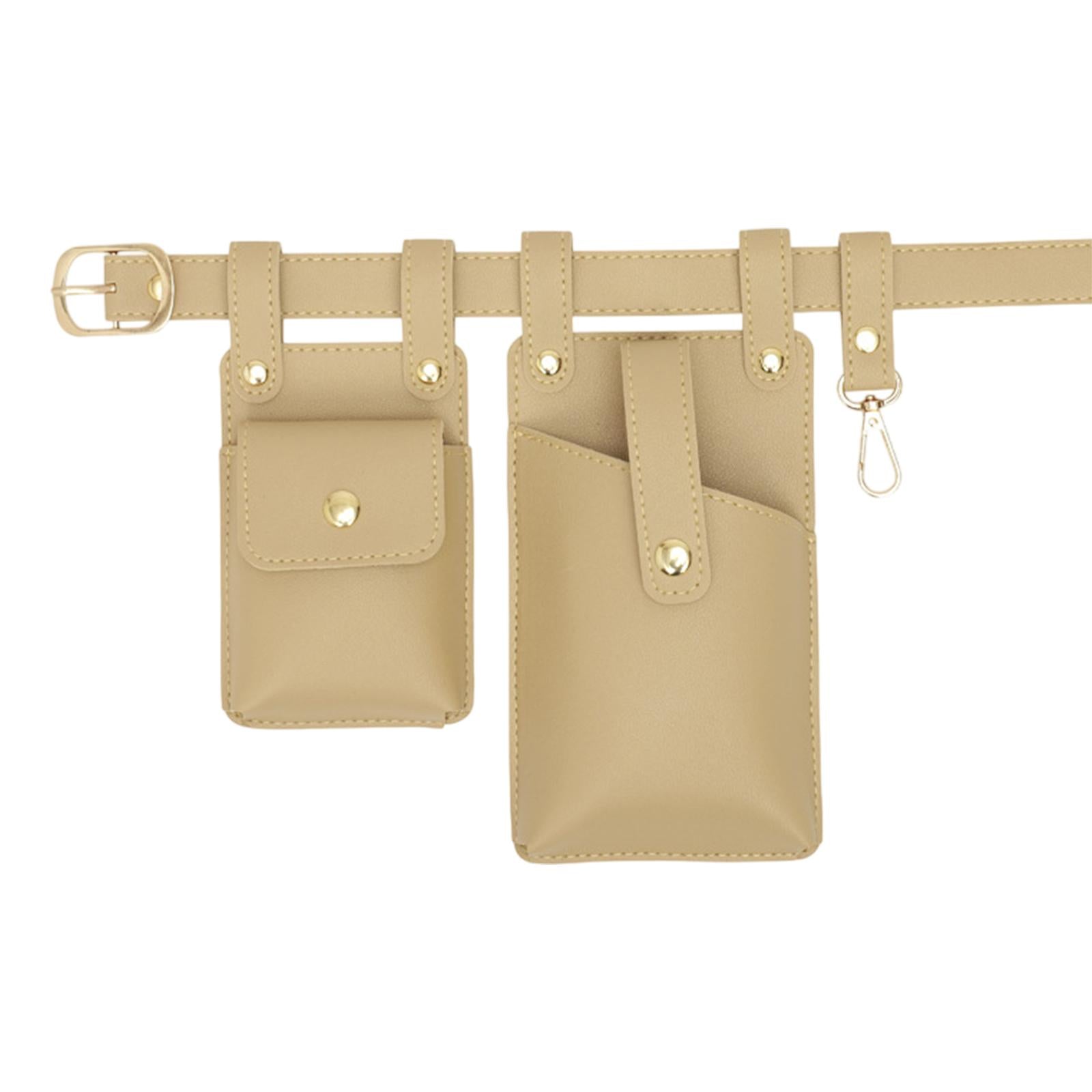 Fanny Pack PU Leather Waist Organiser Belt Fashion Multifunctional Waist Bag Khaki