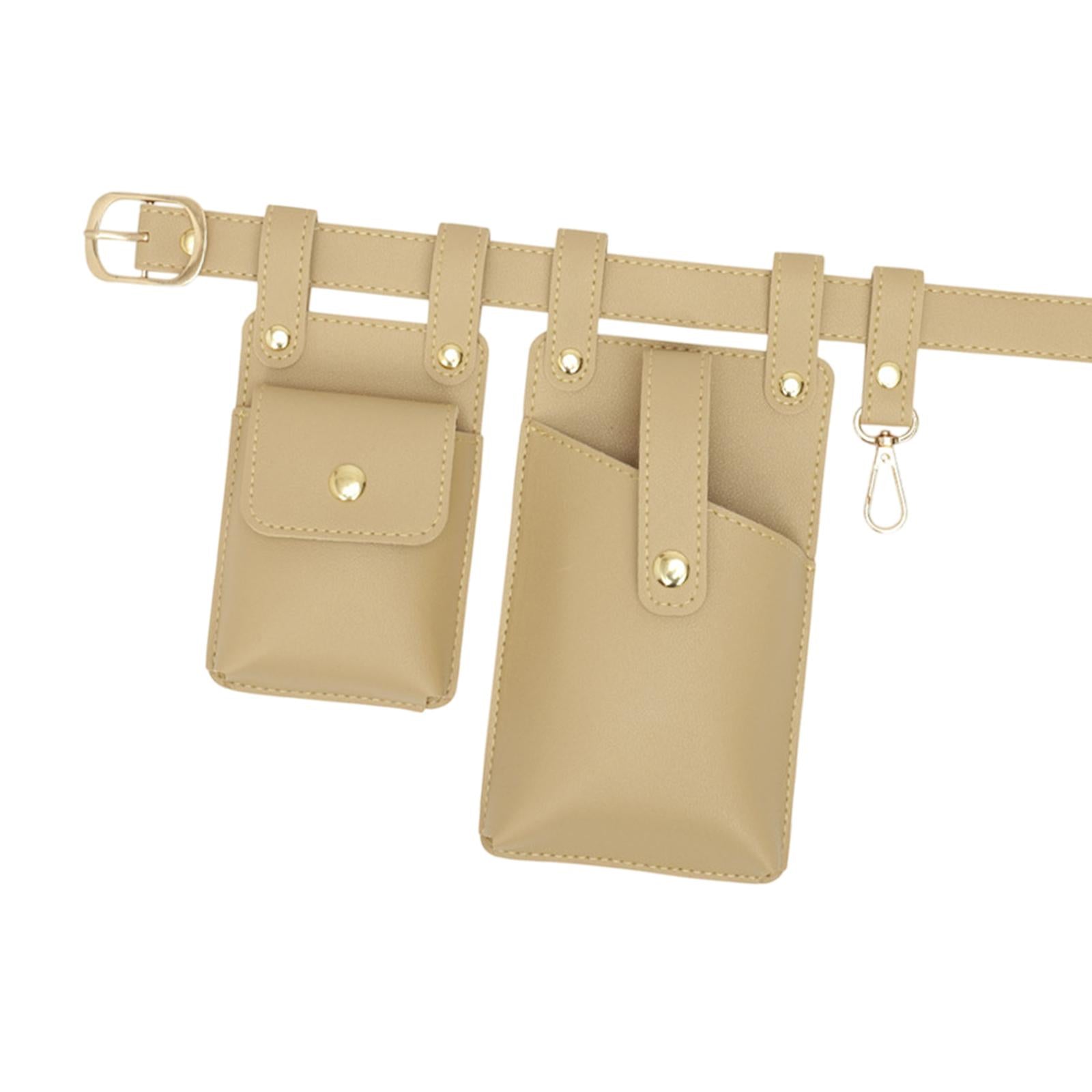 Fanny Pack PU Leather Waist Organiser Belt Fashion Multifunctional Waist Bag Khaki