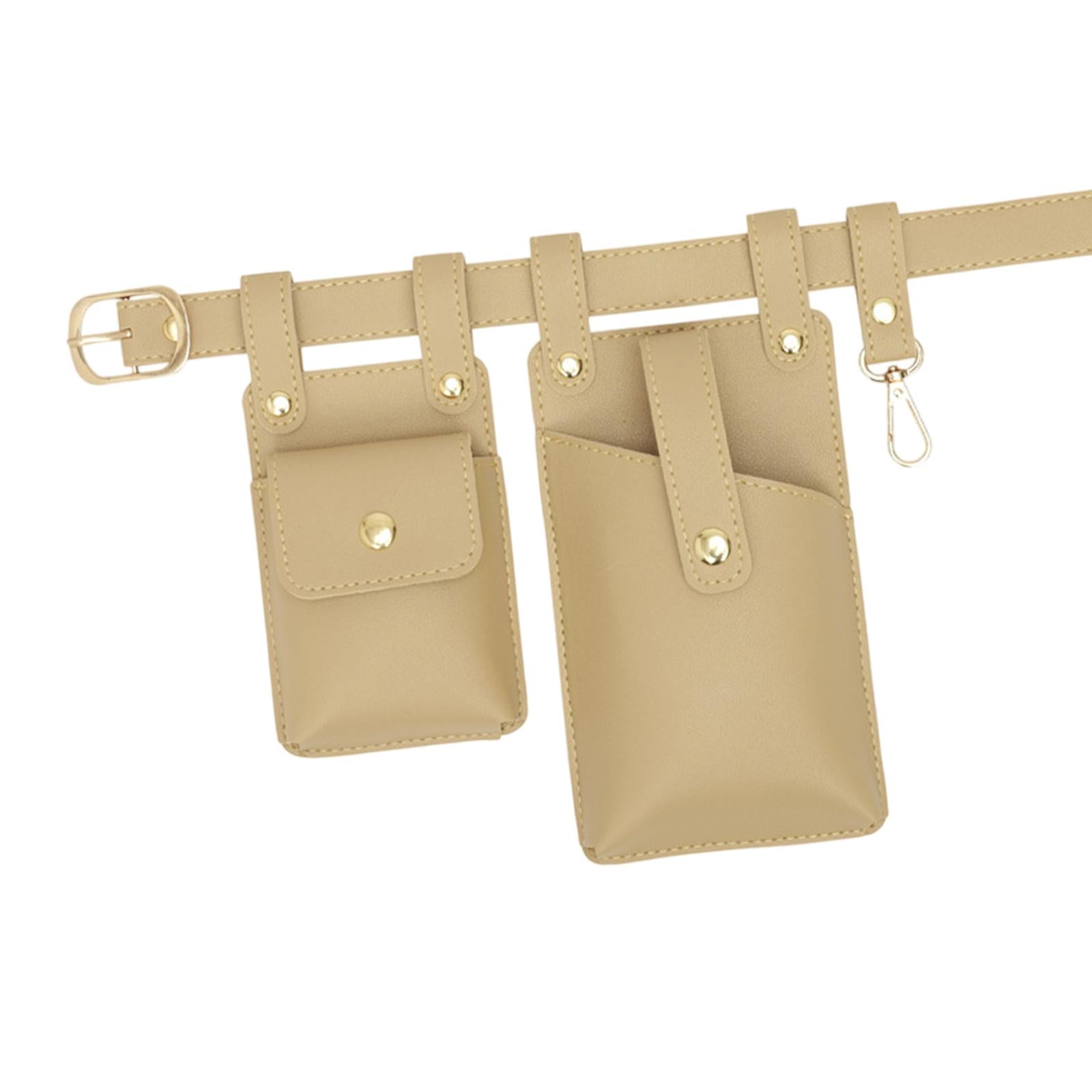 Fanny Pack PU Leather Waist Organiser Belt Fashion Multifunctional Waist Bag Khaki