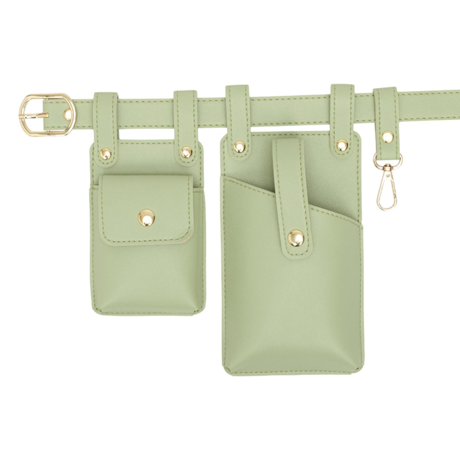 Fanny Pack PU Leather Waist Organiser Belt Fashion Multifunctional Waist Bag Light Green