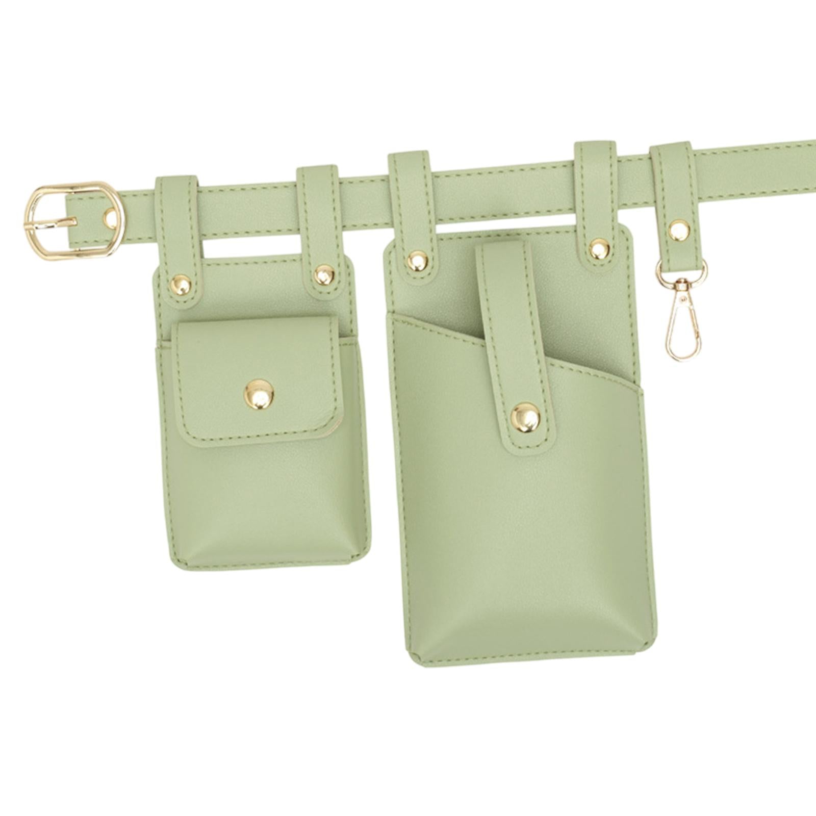 Fanny Pack PU Leather Waist Organiser Belt Fashion Multifunctional Waist Bag Light Green
