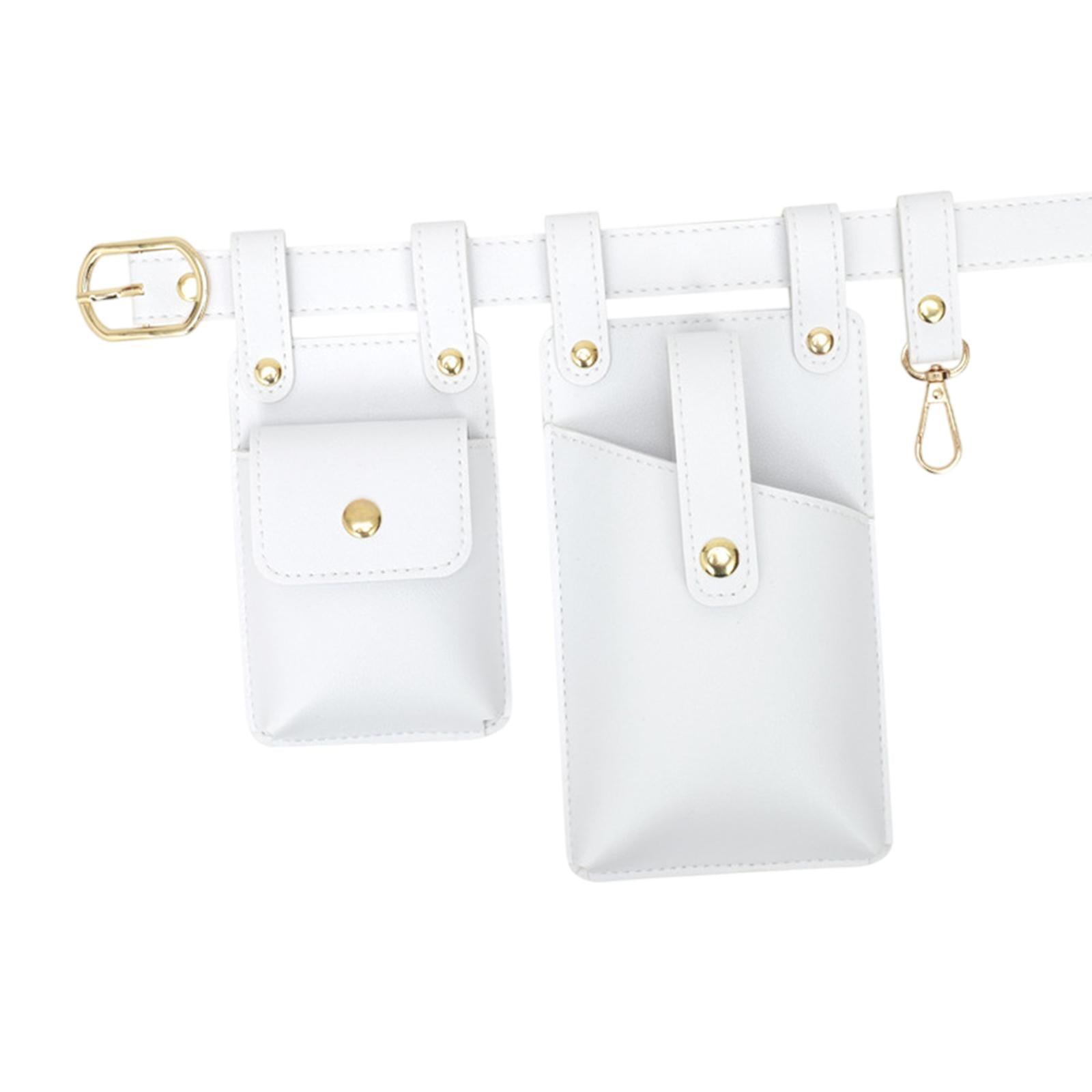 Fanny Pack PU Leather Waist Organiser Belt Fashion Multifunctional Waist Bag White