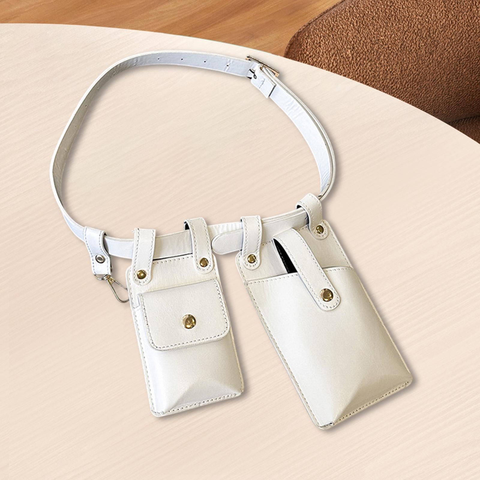 Fanny Pack PU Leather Waist Organiser Belt Fashion Multifunctional Waist Bag White