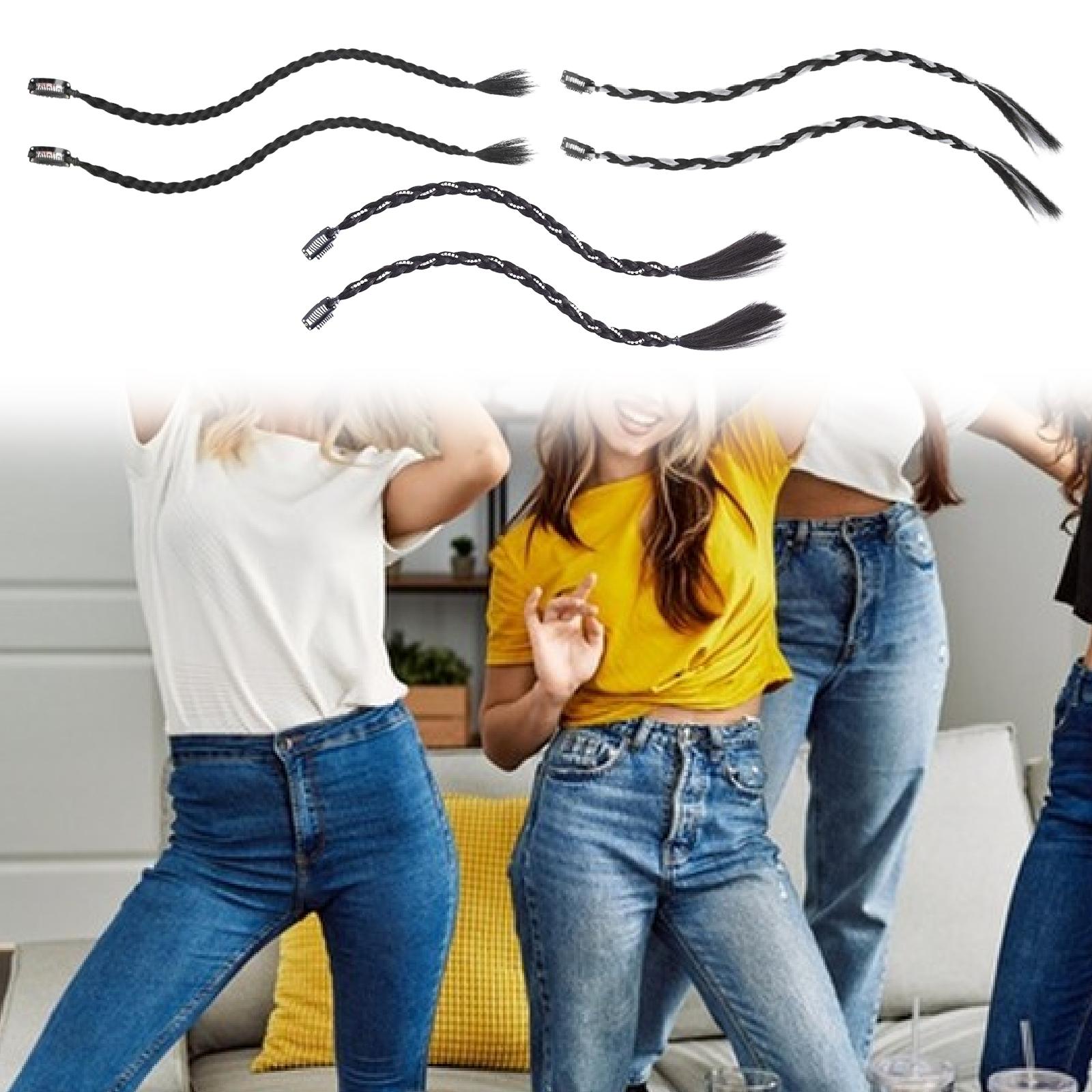 Clip in Braid Hair Extensions 45 cm for Birthday Traveling Stage Performance Black
