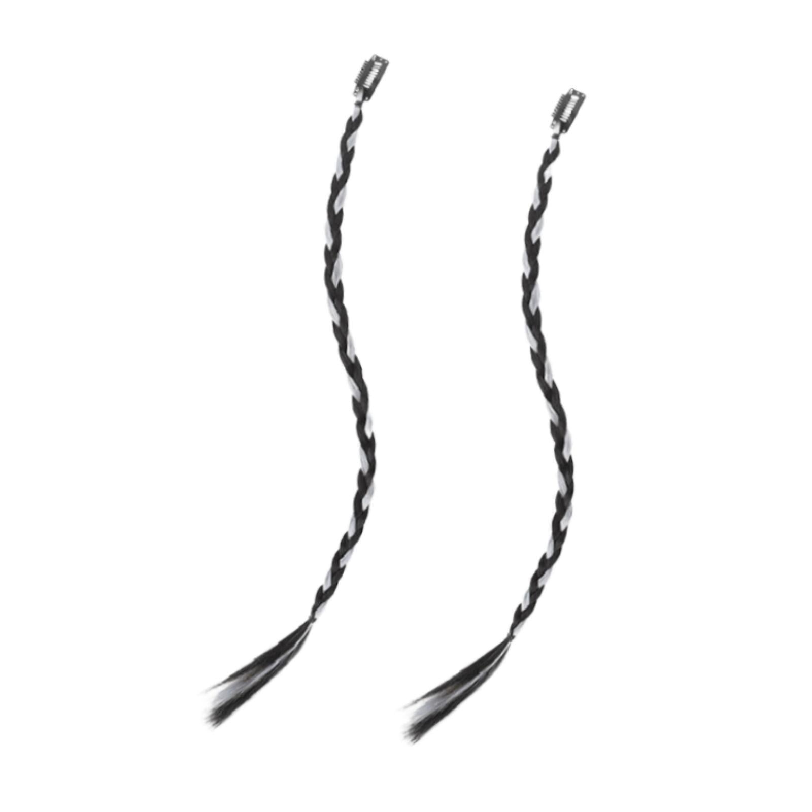 Clip in Braid Hair Extensions 45 cm for Birthday Traveling Stage Performance White Gray Black