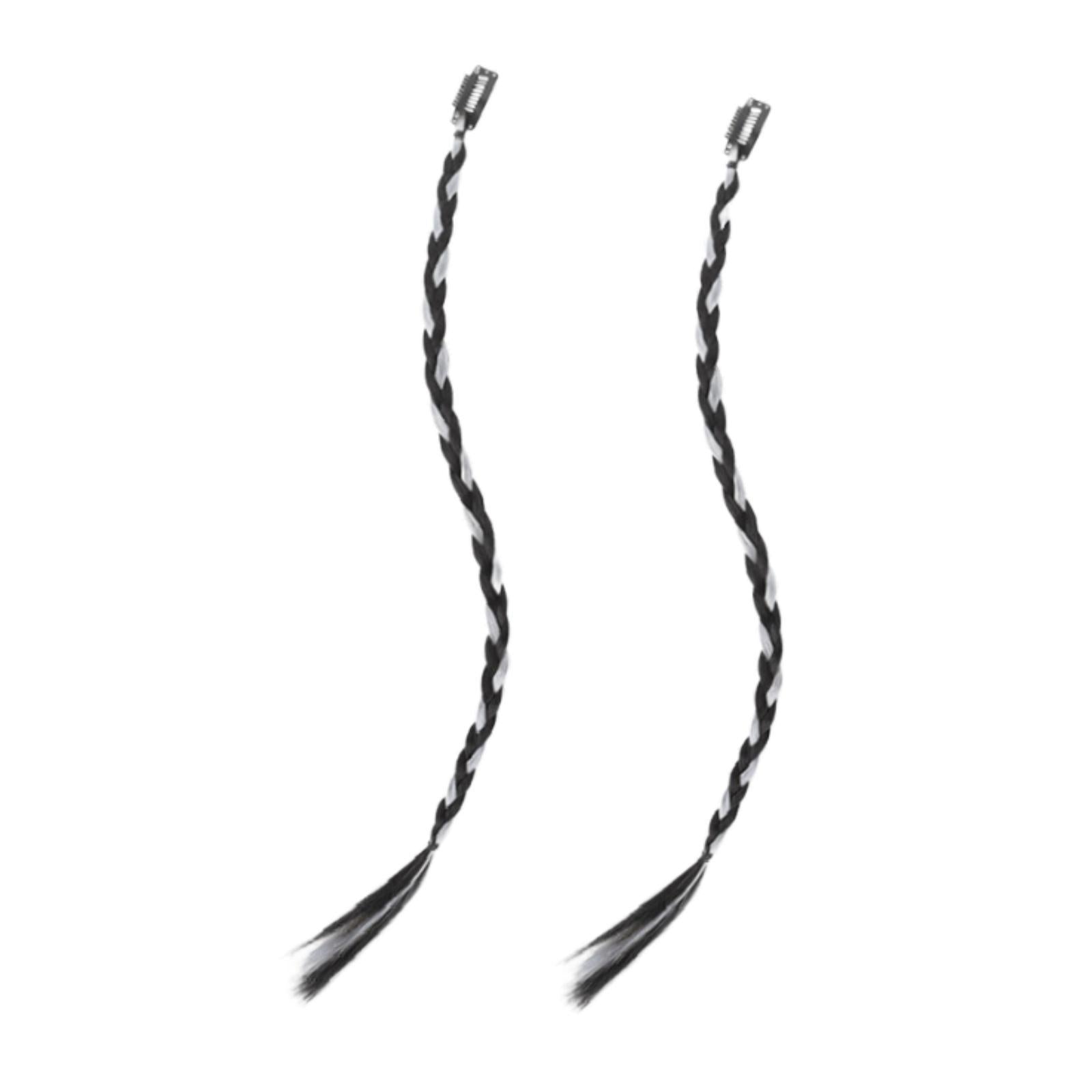 Clip in Braid Hair Extensions 45 cm for Birthday Traveling Stage Performance White Gray Black