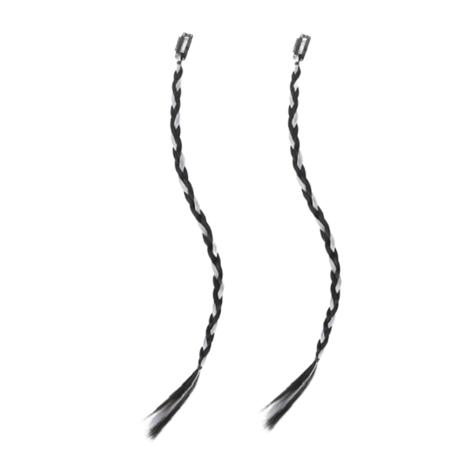 Clip in Braid Hair Extensions 45 cm for Birthday Traveling Stage Performance White Gray Black
