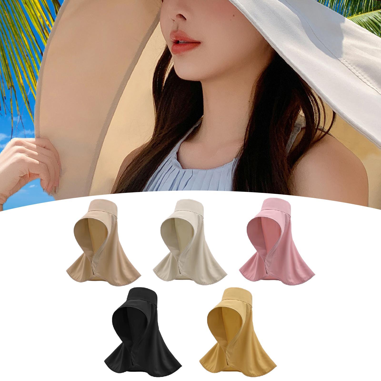 Wide Brim Shawl Sun Hat for Women Lightweight Climbing Hiking with Neck Flap Khaki