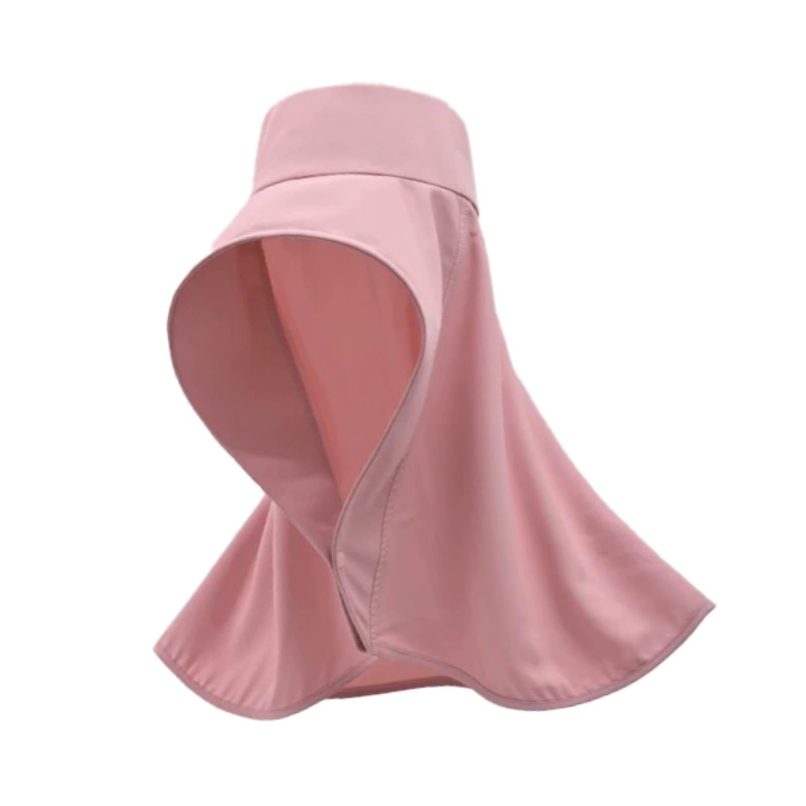 Wide Brim Shawl Sun Hat for Women Lightweight Climbing Hiking with Neck Flap Pink