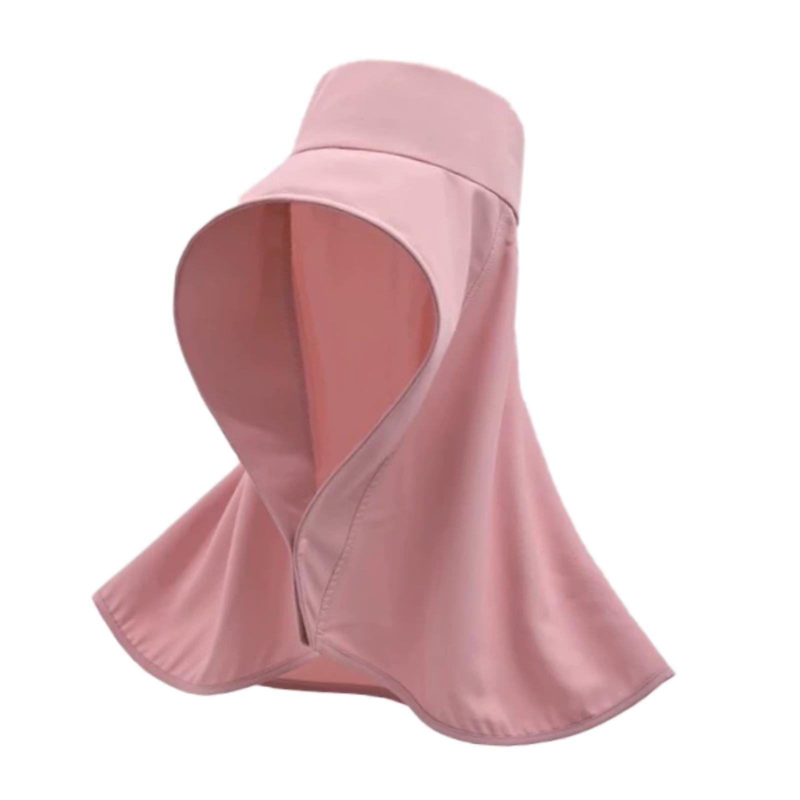 Wide Brim Shawl Sun Hat for Women Lightweight Climbing Hiking with Neck Flap Pink