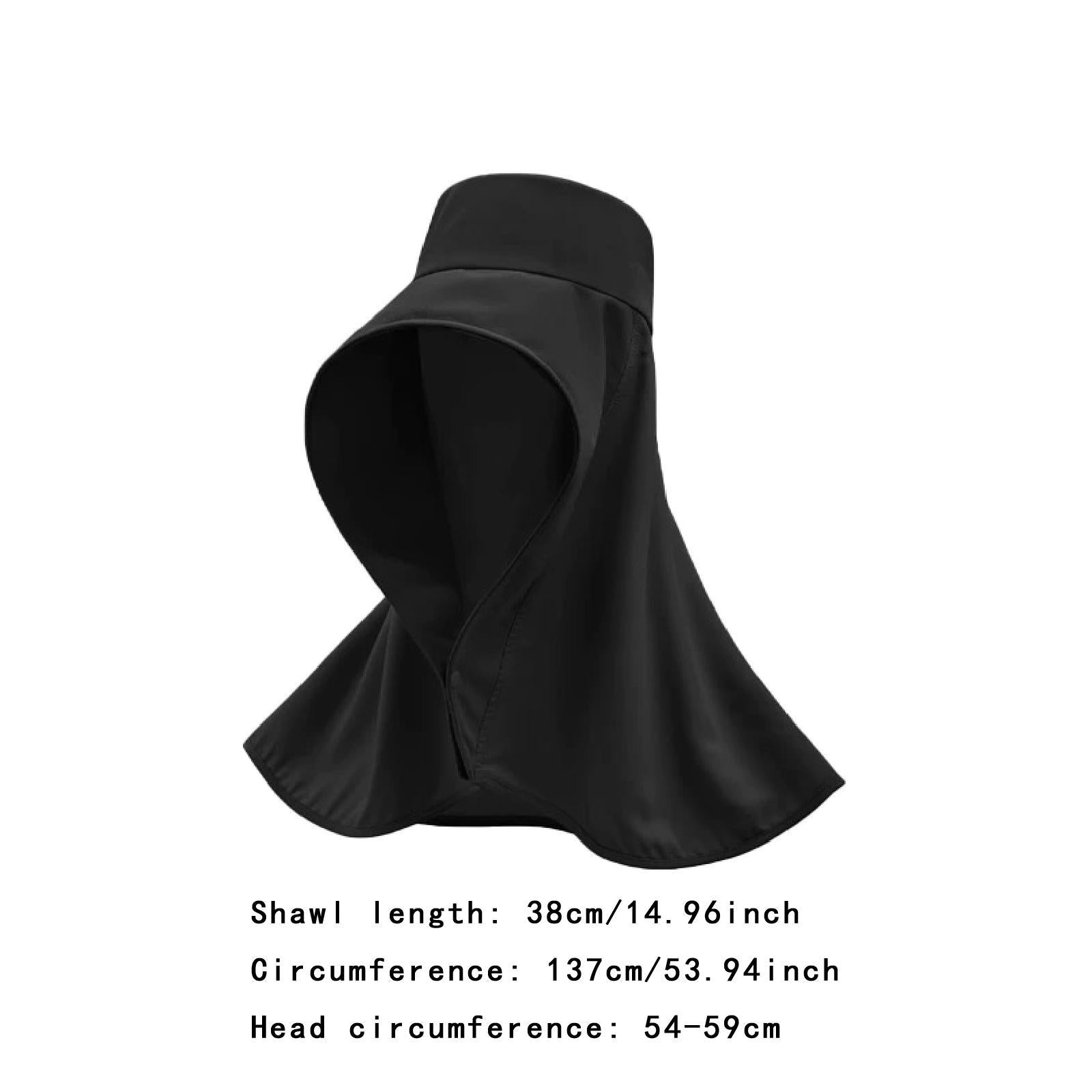 Wide Brim Shawl Sun Hat for Women Lightweight Climbing Hiking with Neck Flap Black
