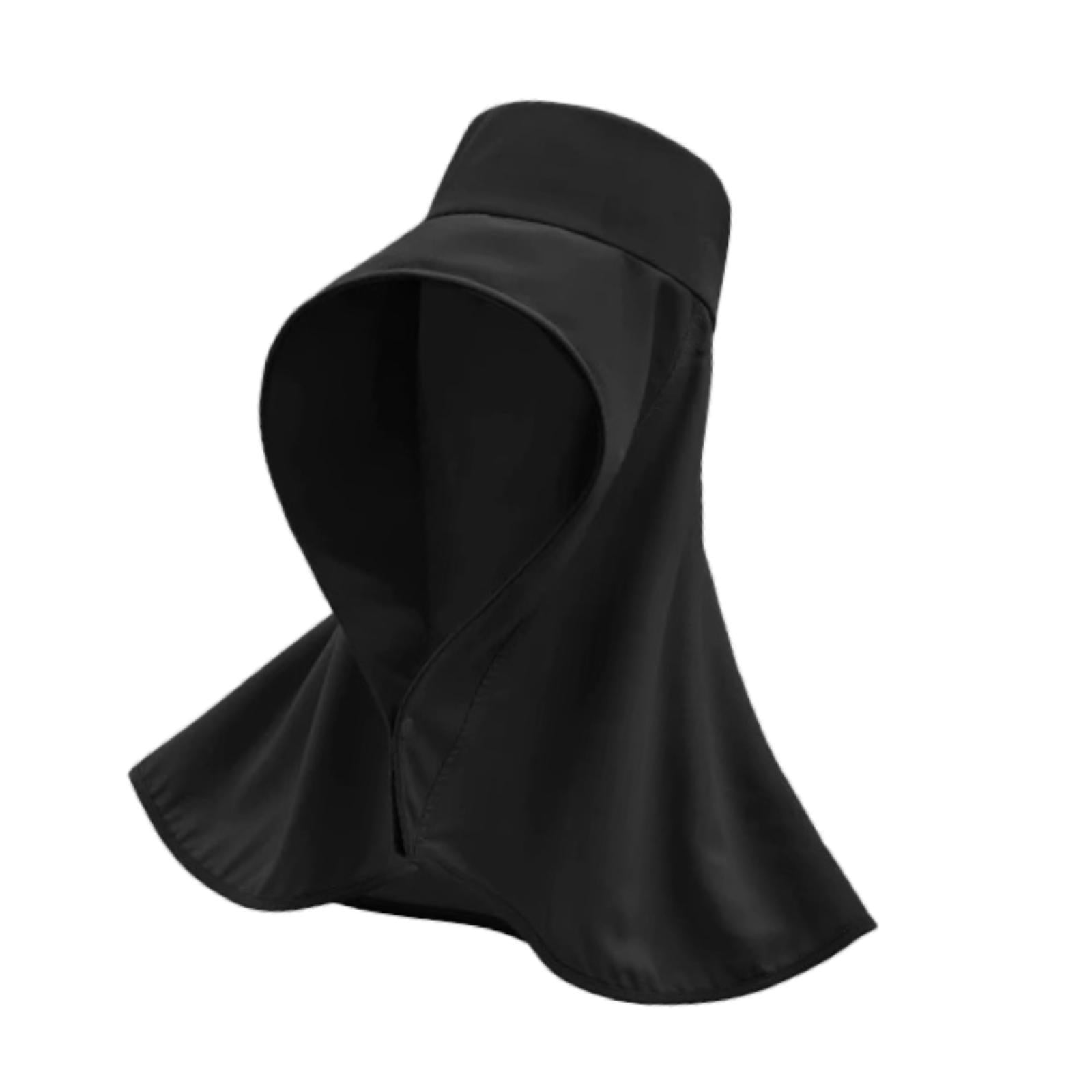 Wide Brim Shawl Sun Hat for Women Lightweight Climbing Hiking with Neck Flap Black