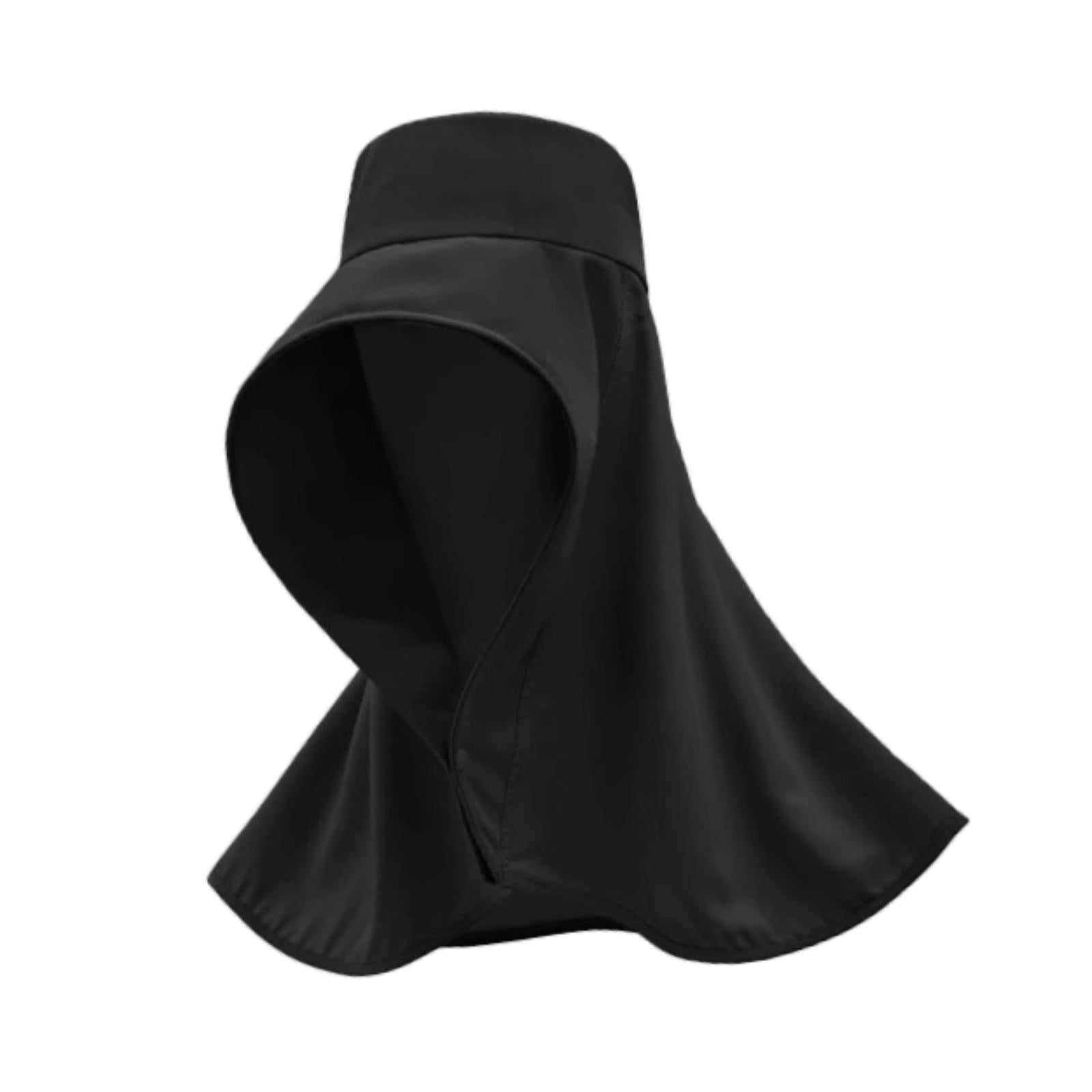 Wide Brim Shawl Sun Hat for Women Lightweight Climbing Hiking with Neck Flap Black