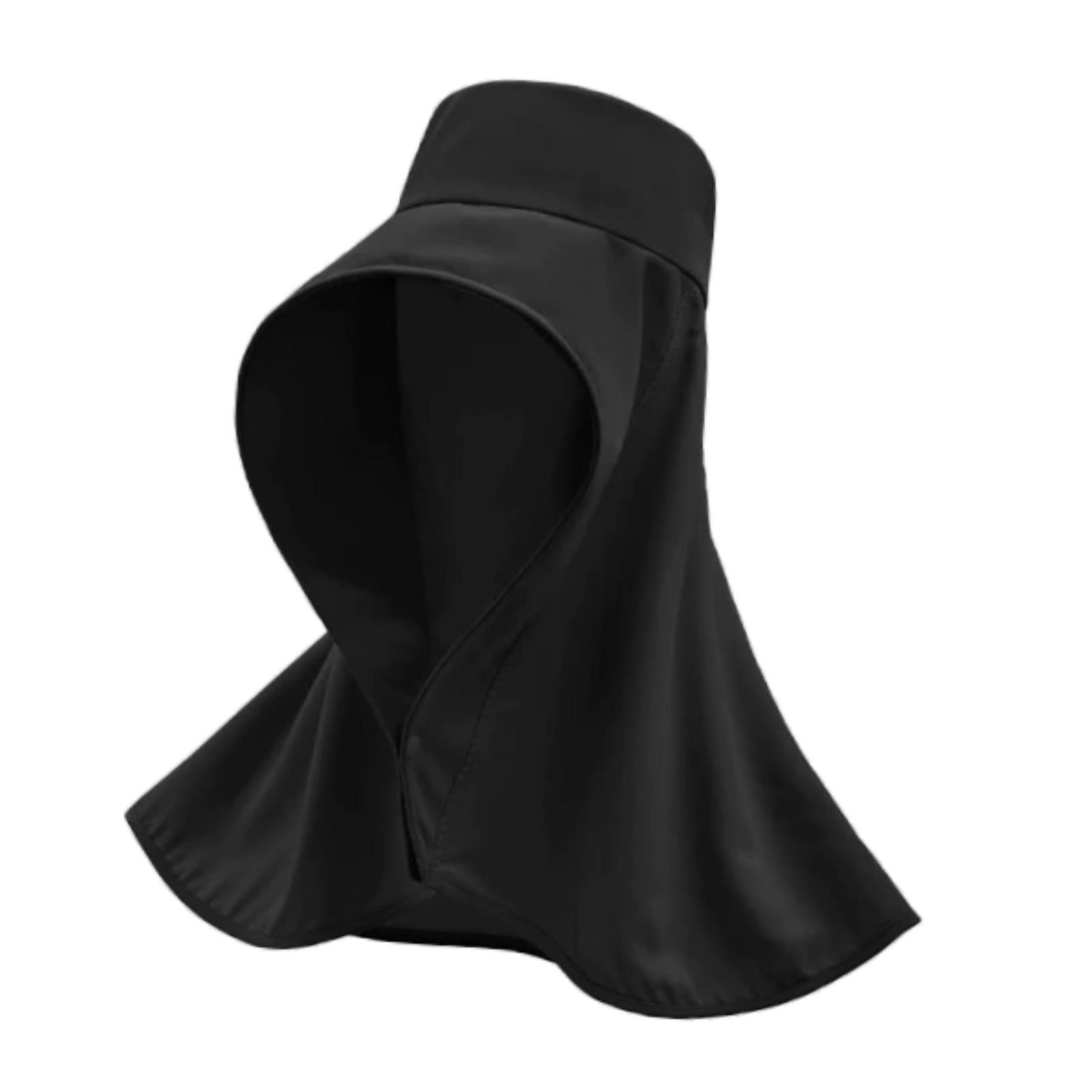 Wide Brim Shawl Sun Hat for Women Lightweight Climbing Hiking with Neck Flap Black