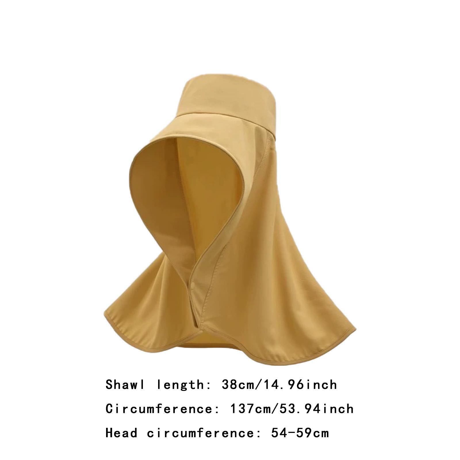 Wide Brim Shawl Sun Hat for Women Lightweight Climbing Hiking with Neck Flap Yellow