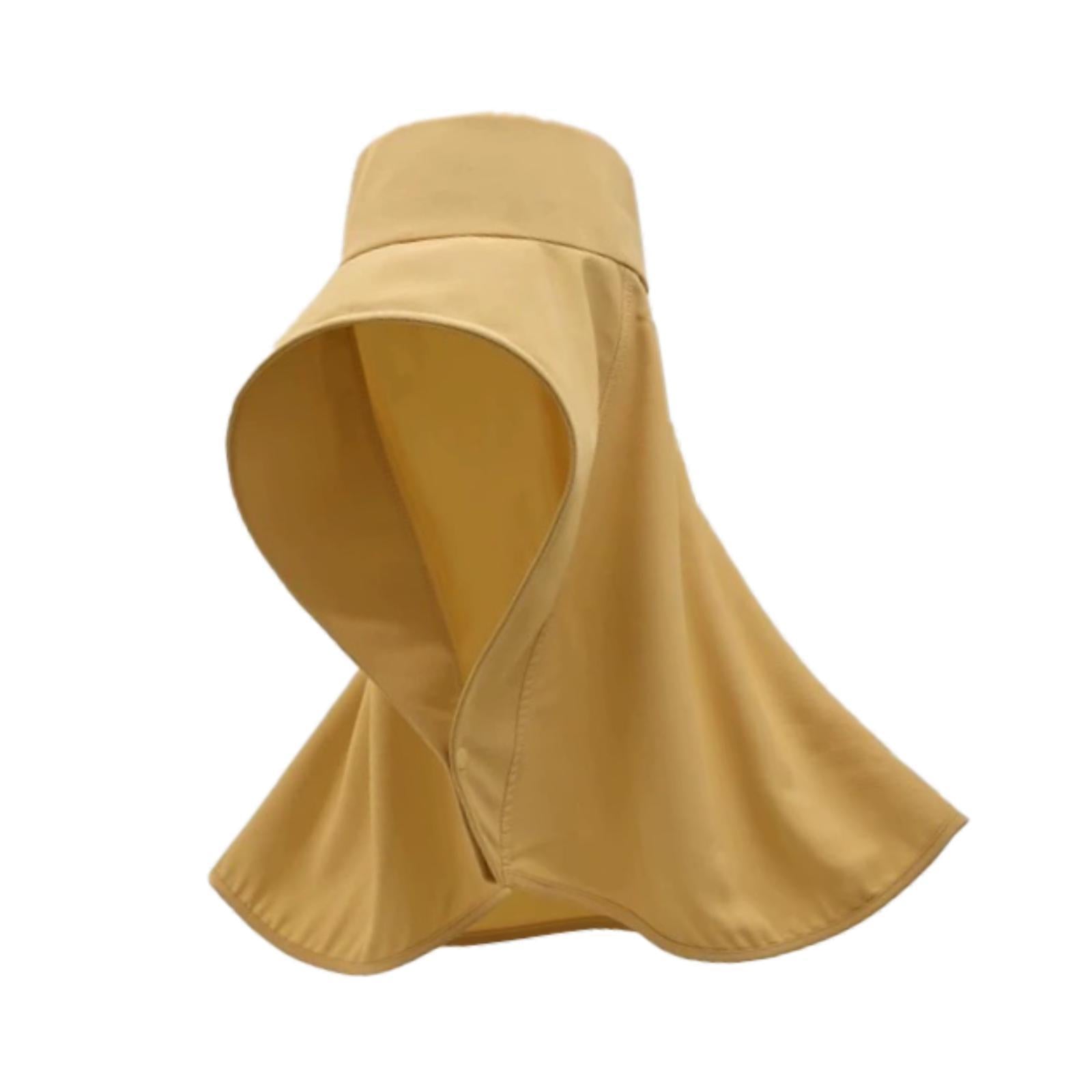 Wide Brim Shawl Sun Hat for Women Lightweight Climbing Hiking with Neck Flap Yellow