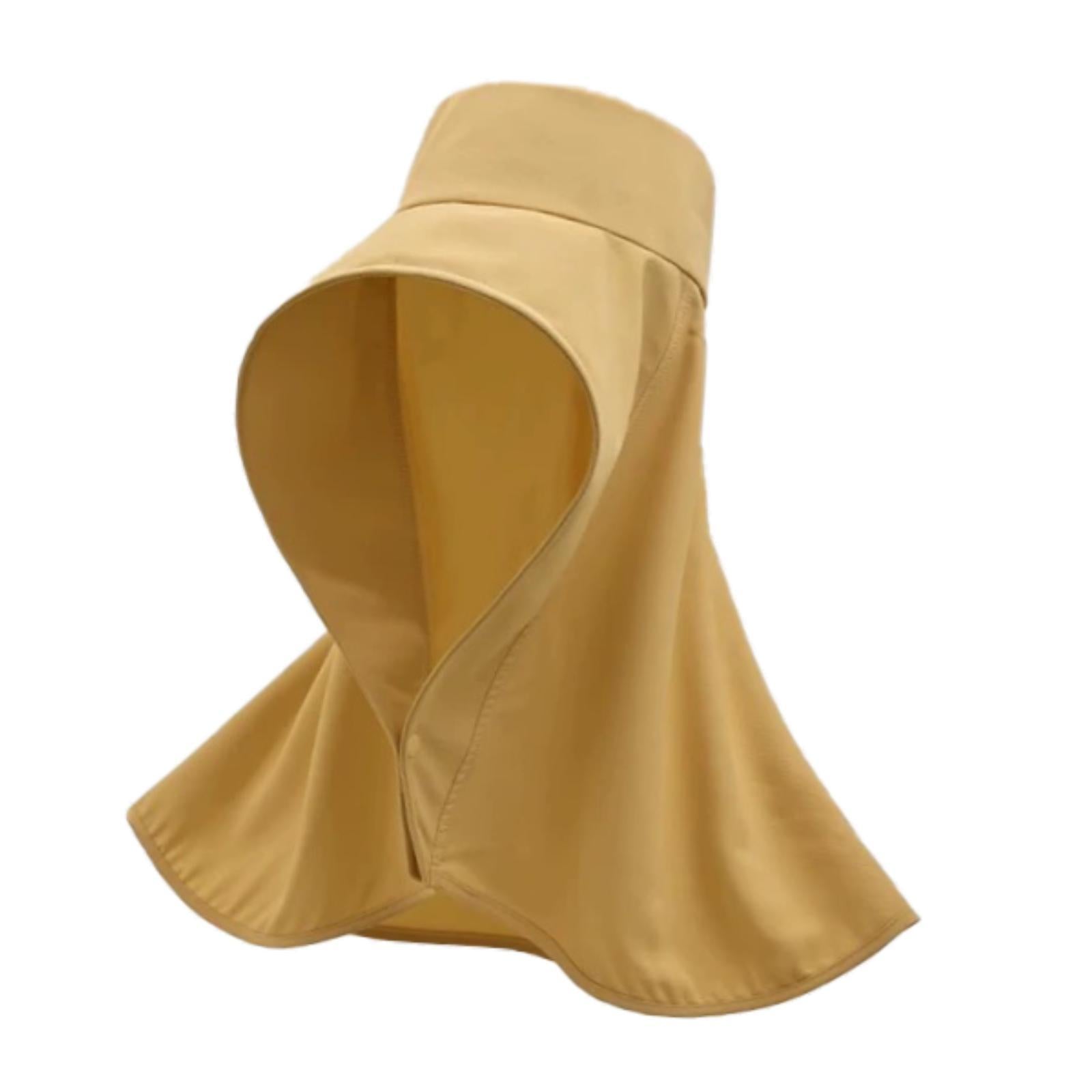Wide Brim Shawl Sun Hat for Women Lightweight Climbing Hiking with Neck Flap Yellow