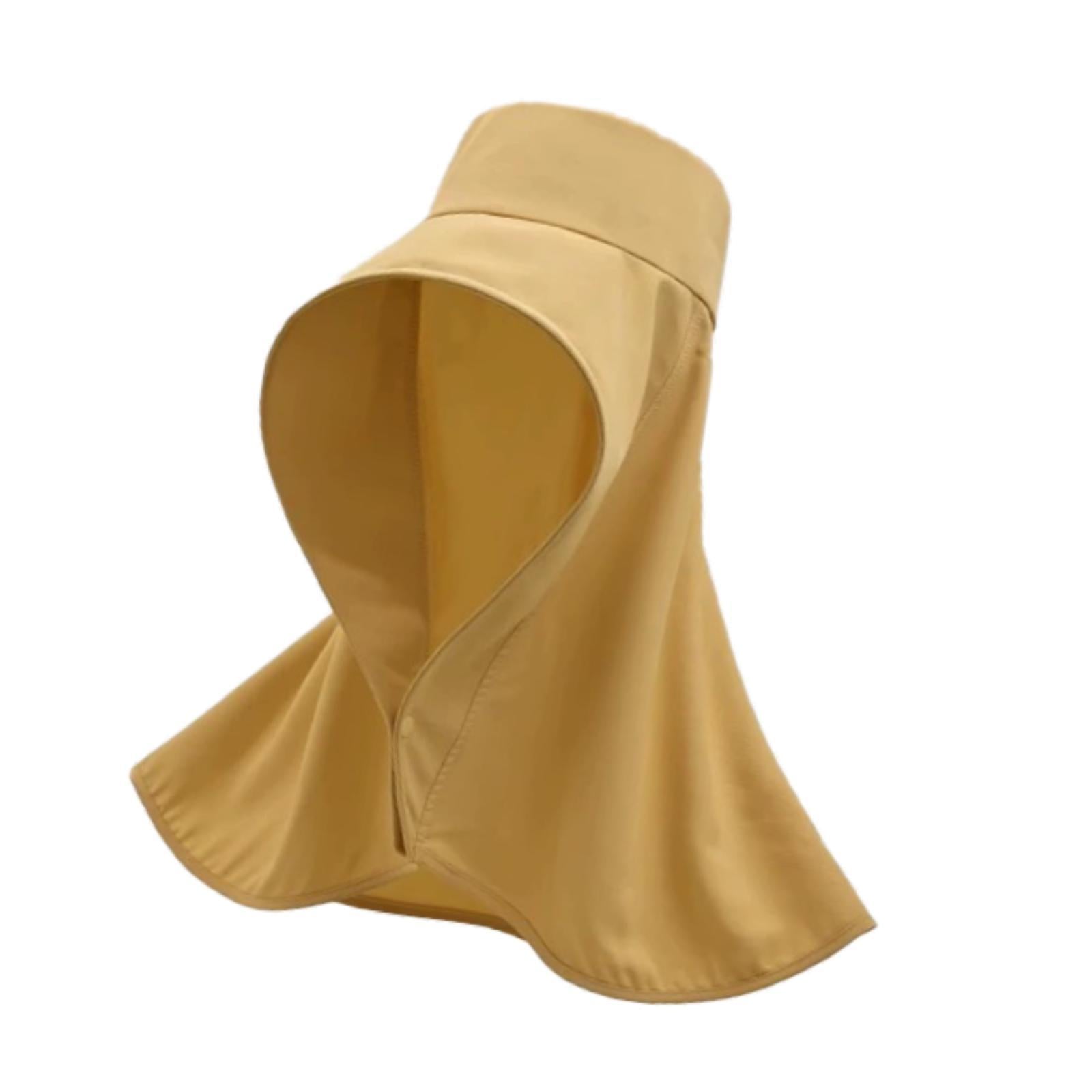 Wide Brim Shawl Sun Hat for Women Lightweight Climbing Hiking with Neck Flap Yellow