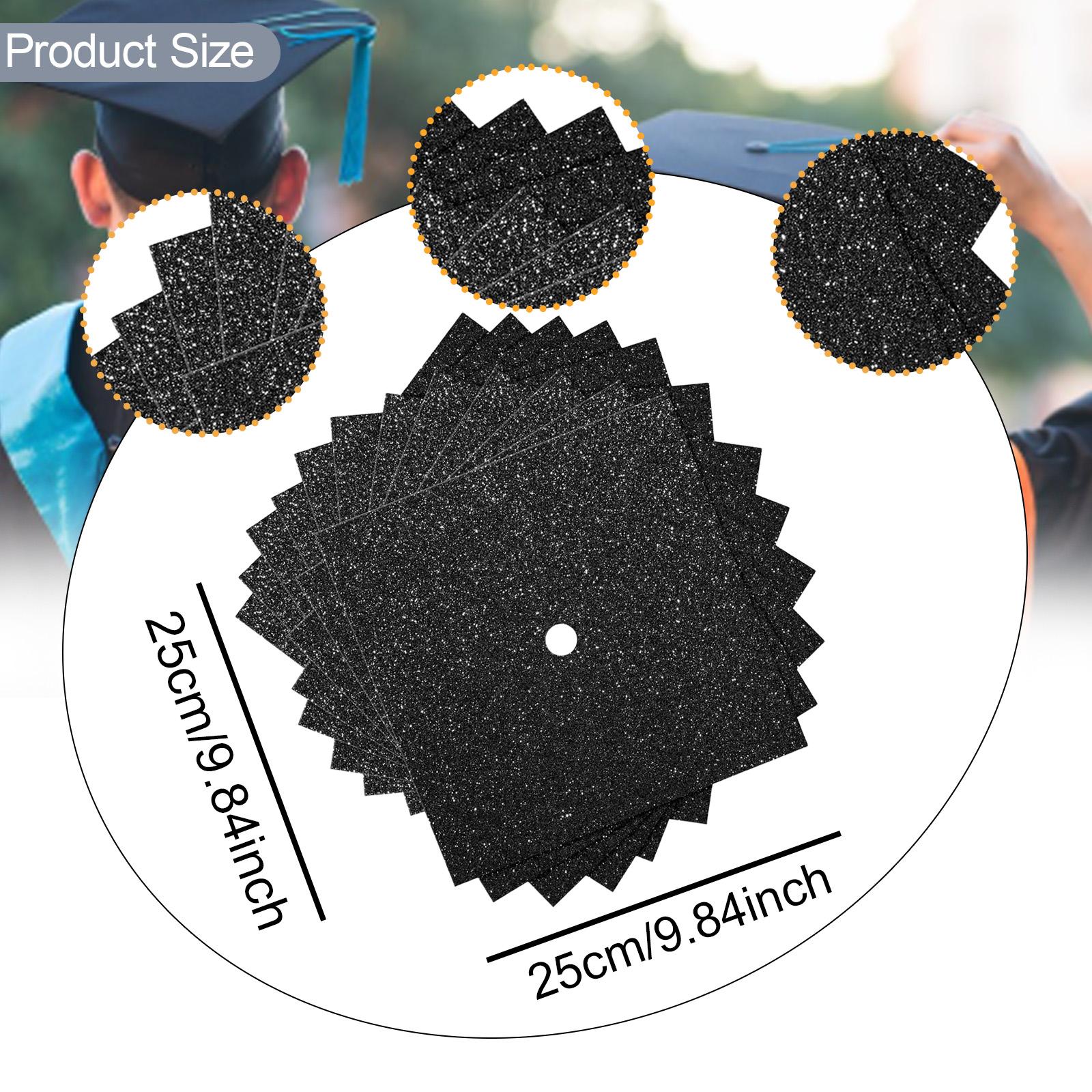 12 Pieces Construction Paper Graduation Hat Topper Graduation Cap Decoration black