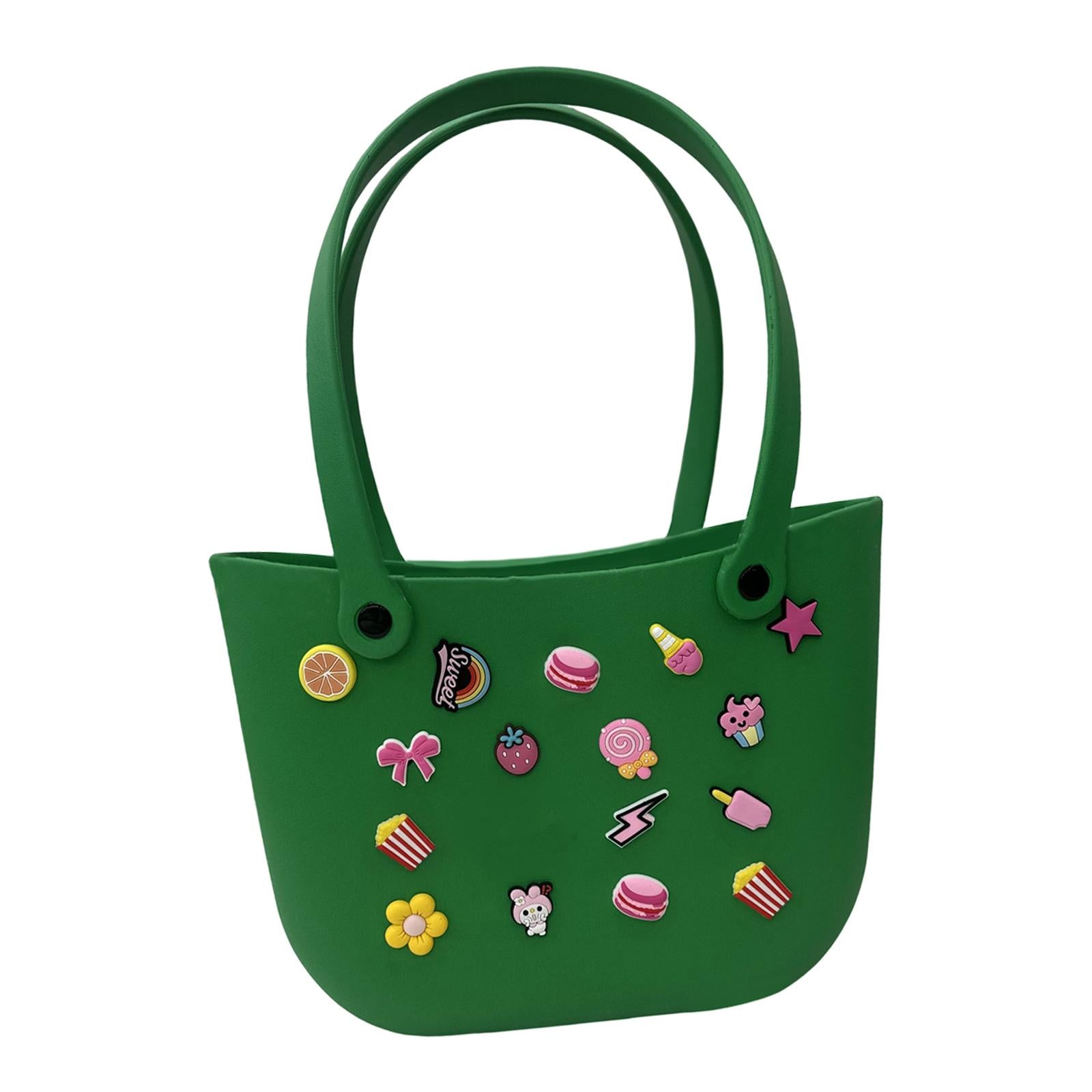Open Tote Washable Shopping Storage Portable Leisure Easy to Clean Hole Bag Deep Green
