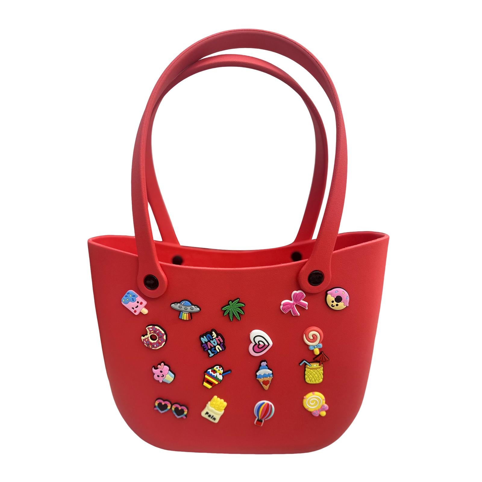 Open Tote Washable Shopping Storage Portable Leisure Easy to Clean Hole Bag Red