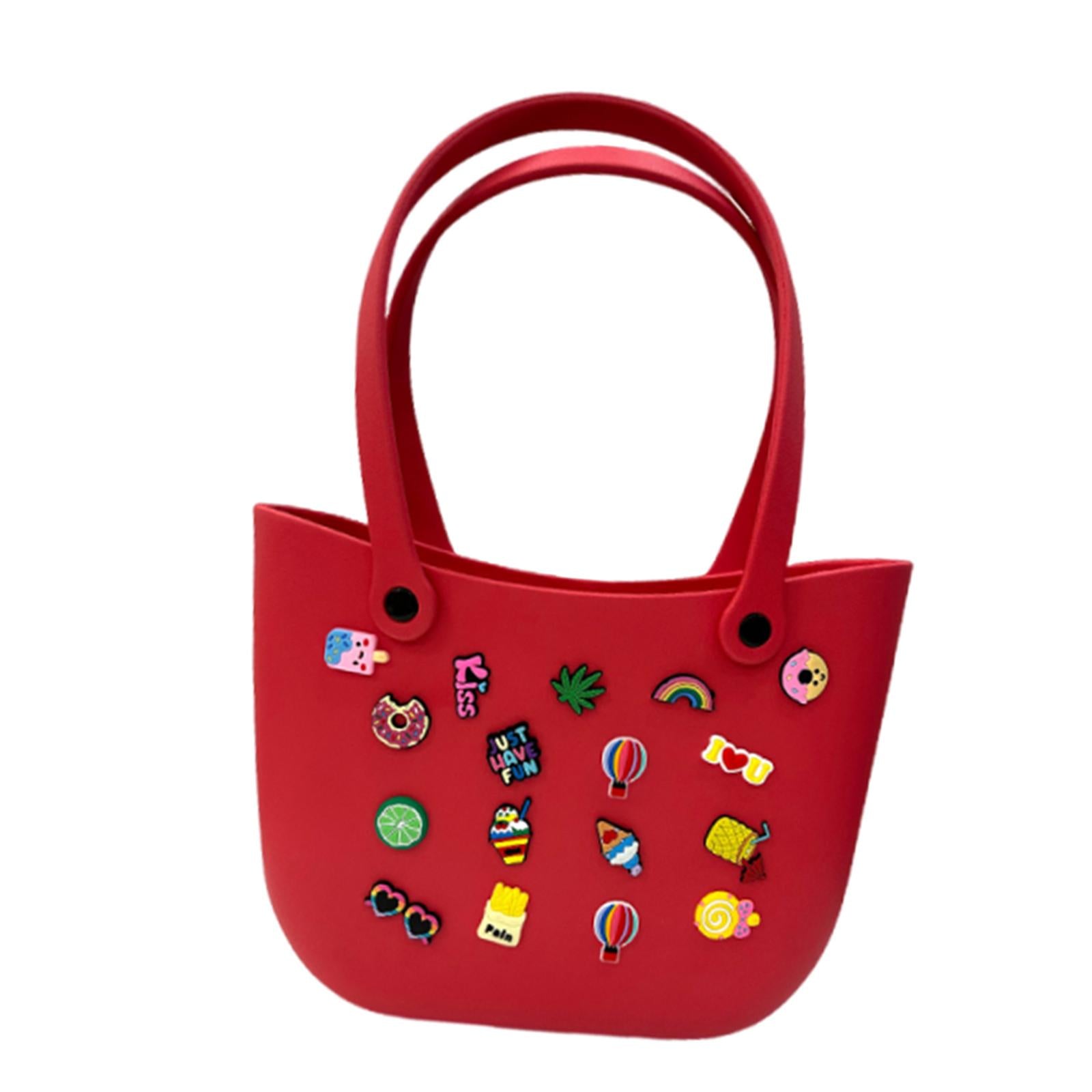 Open Tote Washable Shopping Storage Portable Leisure Easy to Clean Hole Bag Red