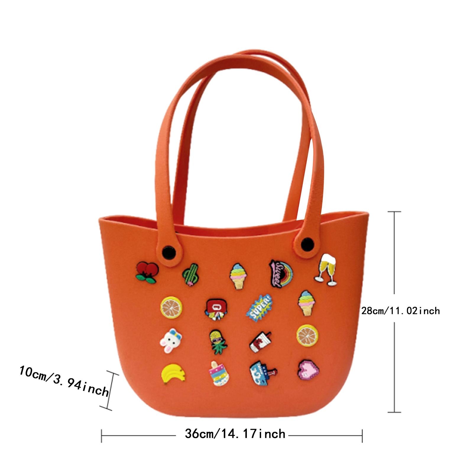 Open Tote Washable Shopping Storage Portable Leisure Easy to Clean Hole Bag Orange