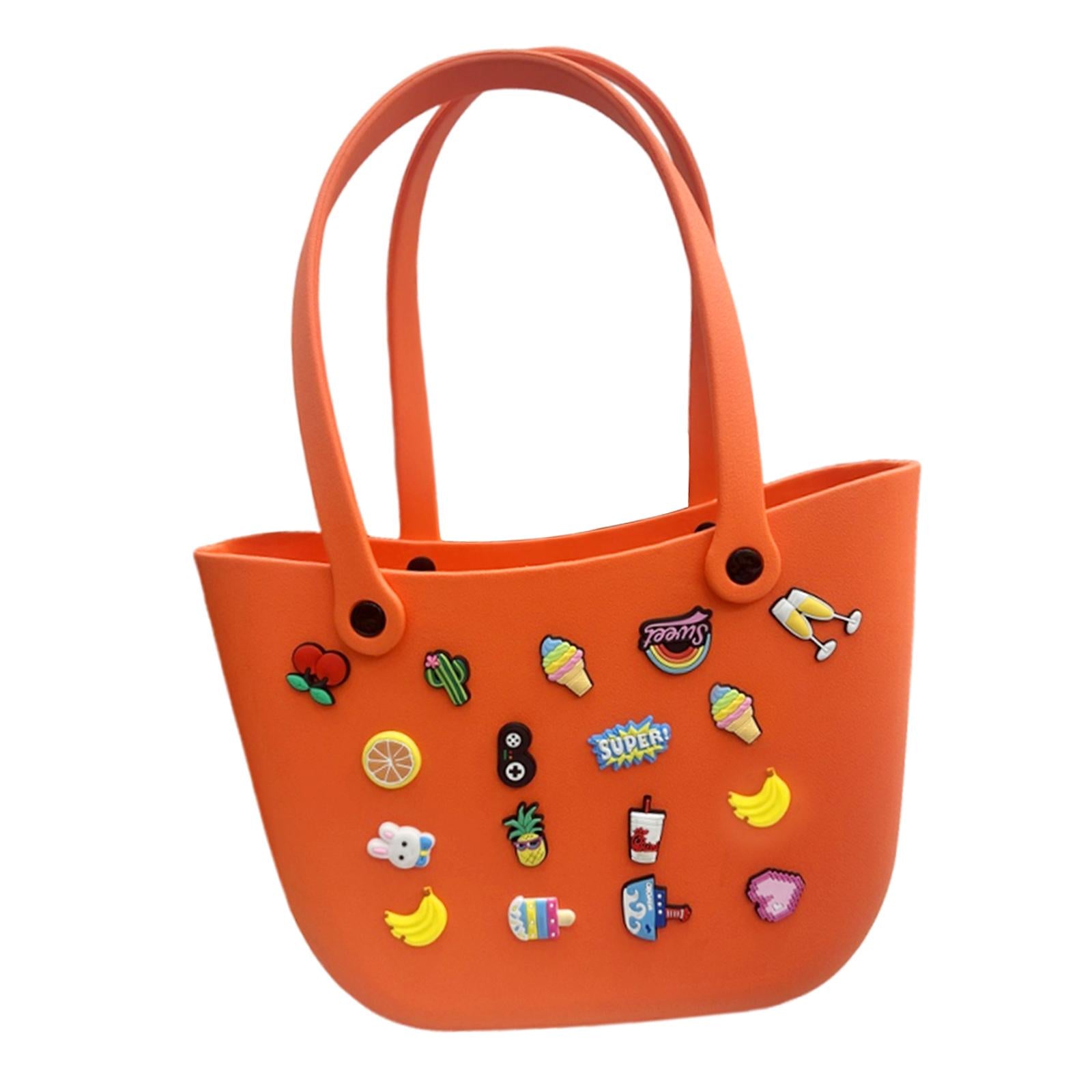 Open Tote Washable Shopping Storage Portable Leisure Easy to Clean Hole Bag Orange