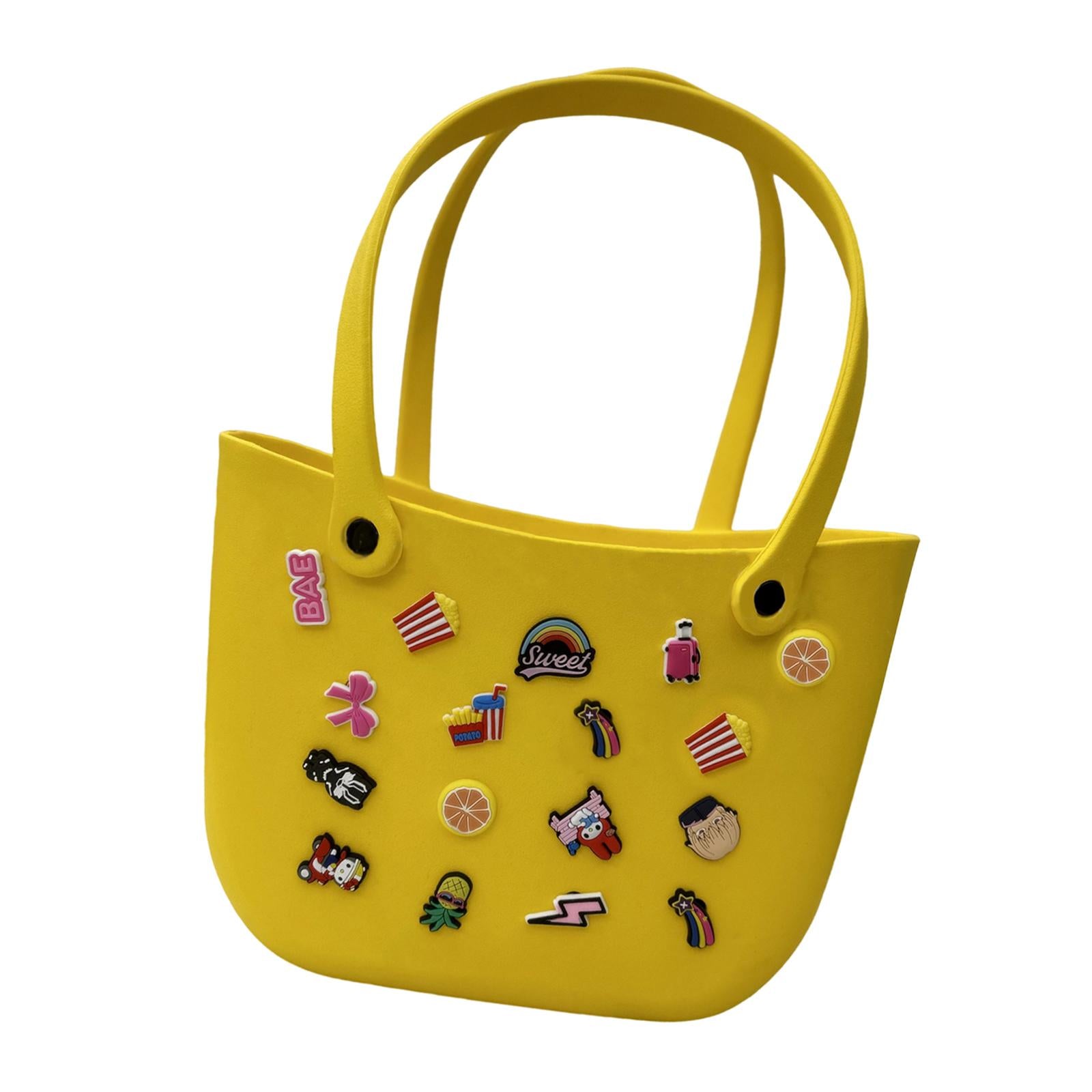 Open Tote Washable Shopping Storage Portable Leisure Easy to Clean Hole Bag Yellow