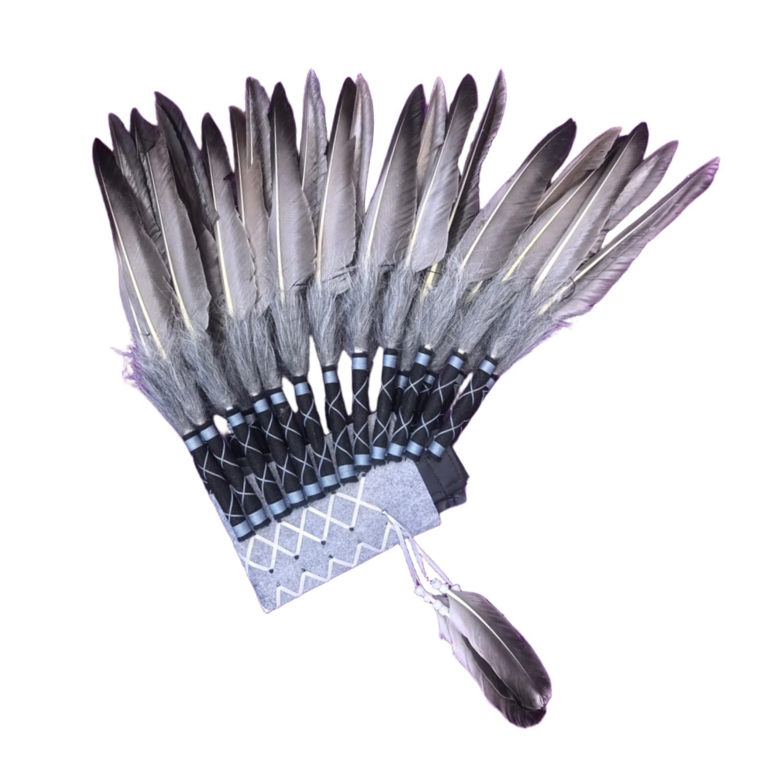 Chief Indian Hat Artificial Feather Headdress for Carnival Party Fancy Dress Gray Feather