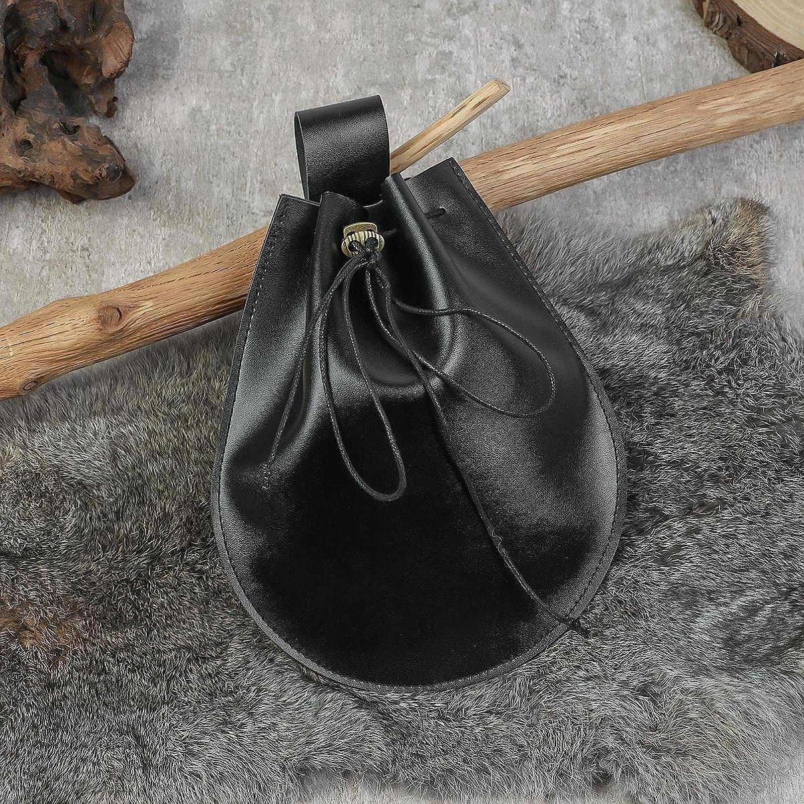 Belt Pouch Waist Bag Set Medieval Belt Bag for Photo Props Halloween Cosplay Black