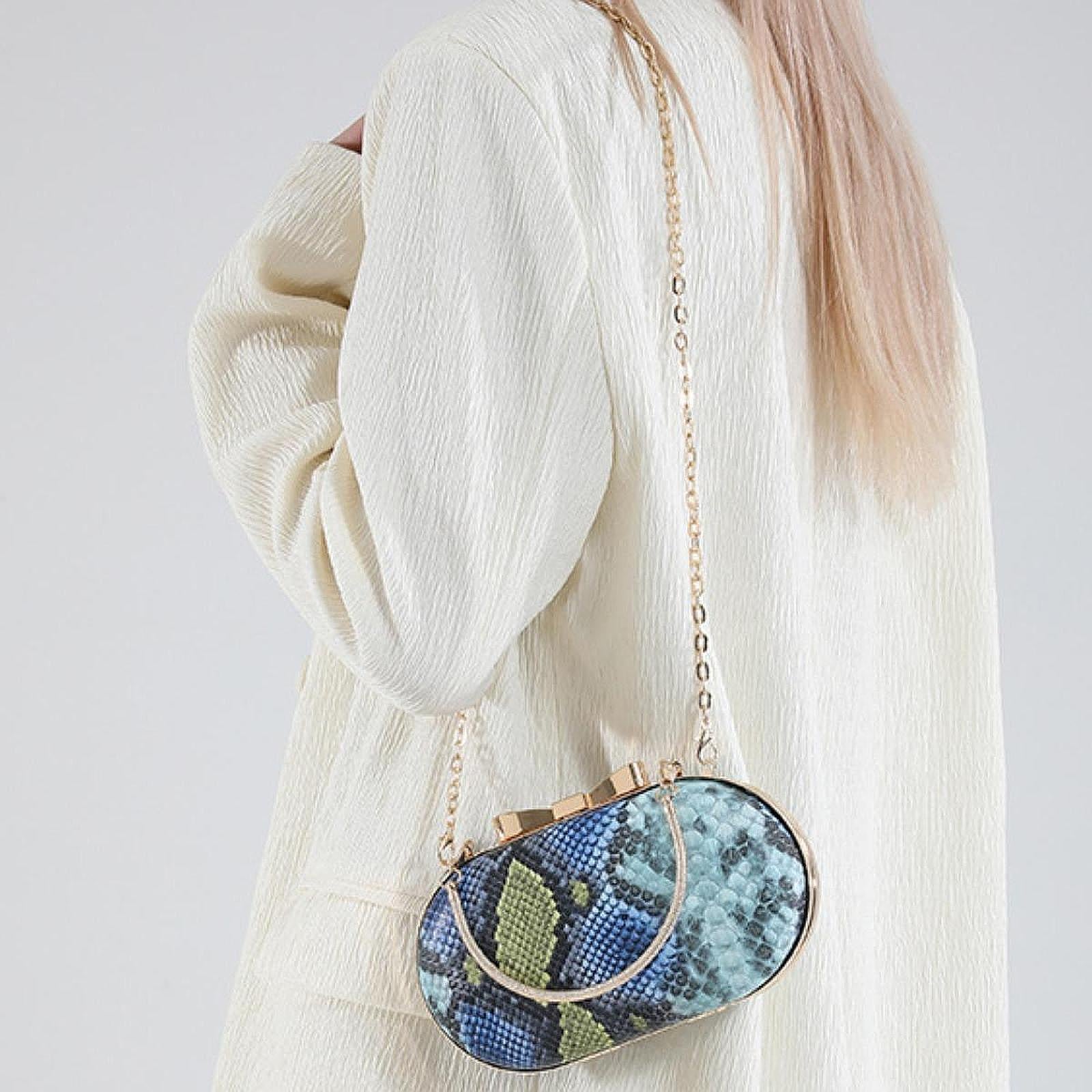 Woman Evening Bag Crossbody Bag Soft Fabric Lining for Shopping Clutch Purse Blue