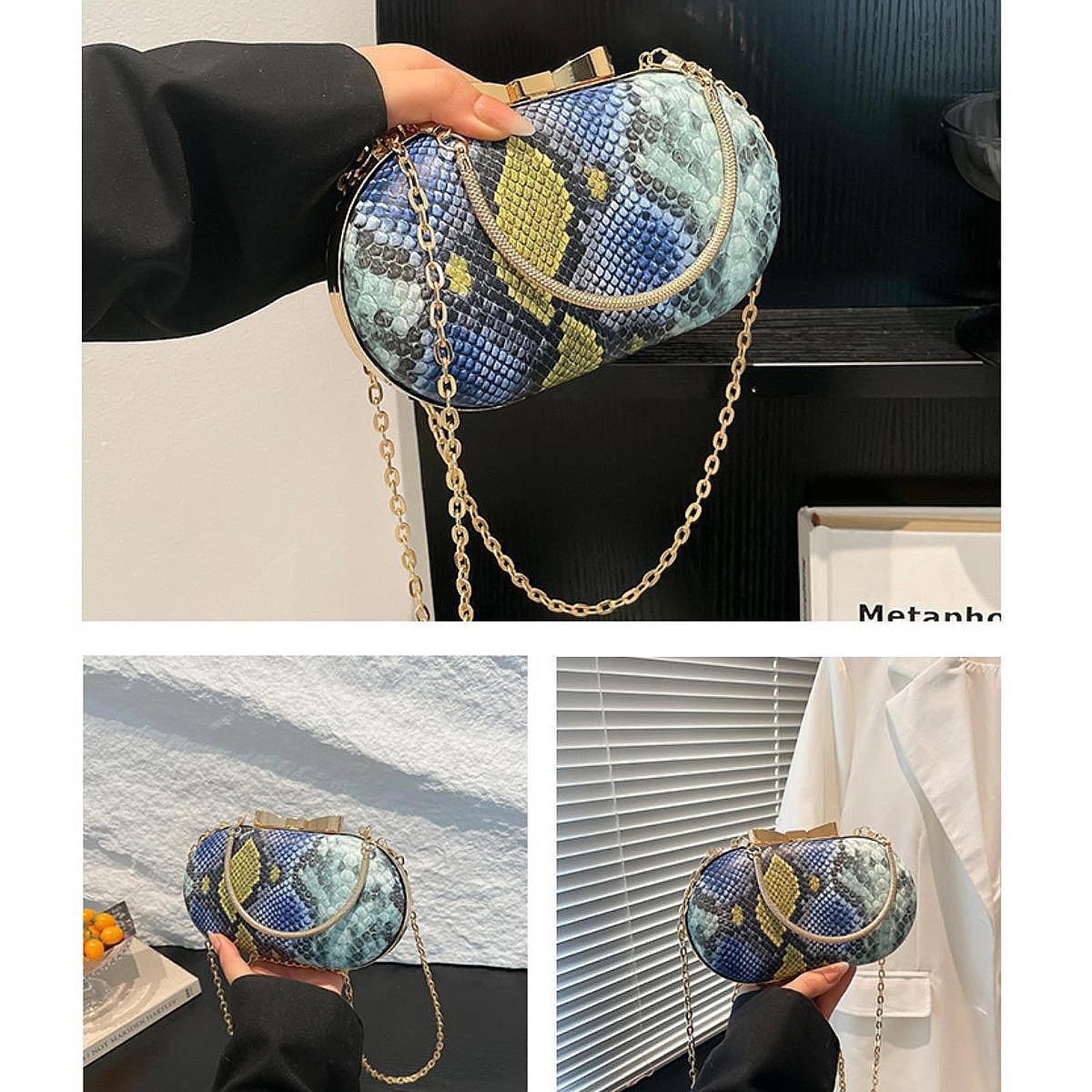 Woman Evening Bag Crossbody Bag Soft Fabric Lining for Shopping Clutch Purse Blue