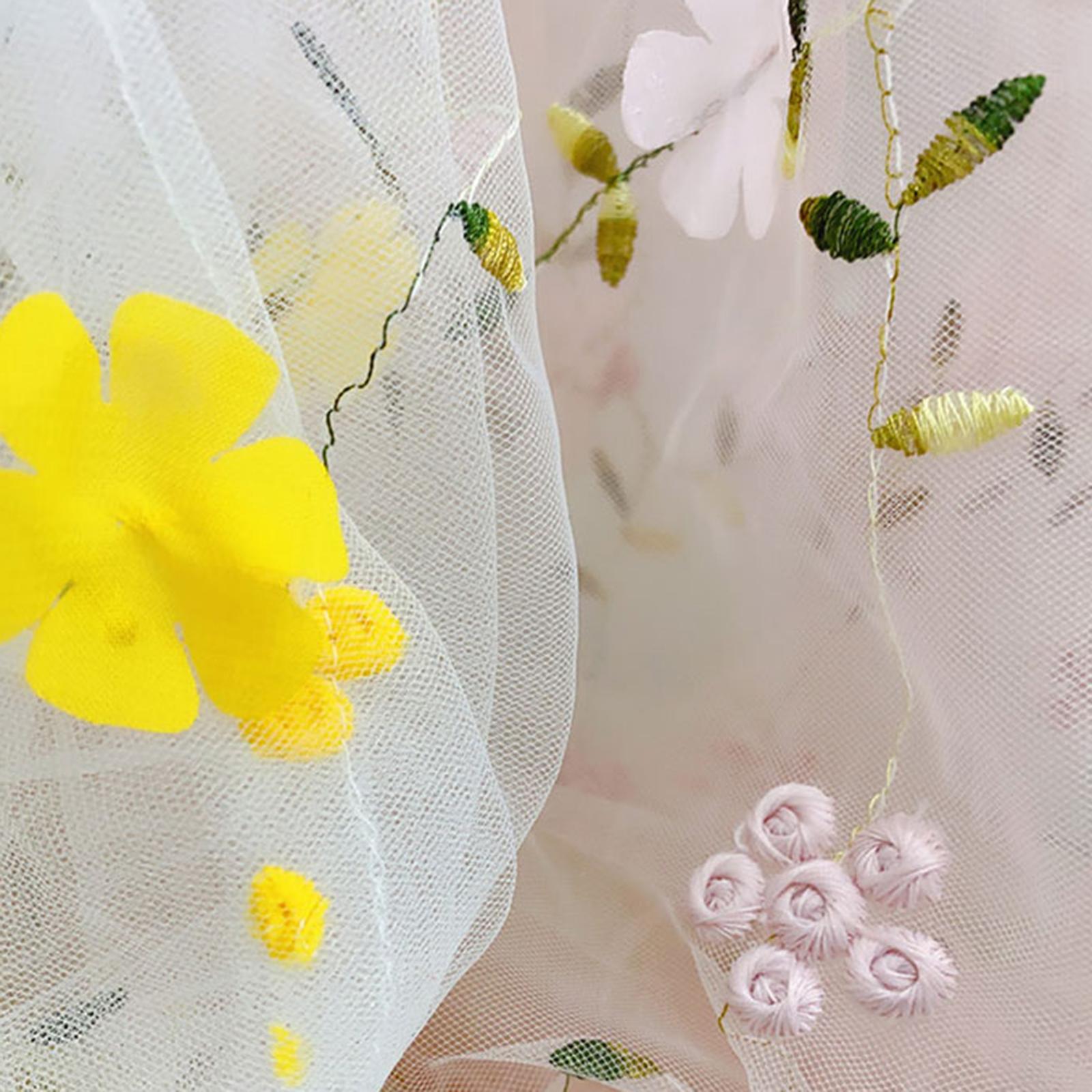 Embroidery Flower Handbag Reusable Grocery Bag for Travel Camping Women Girl Yellow