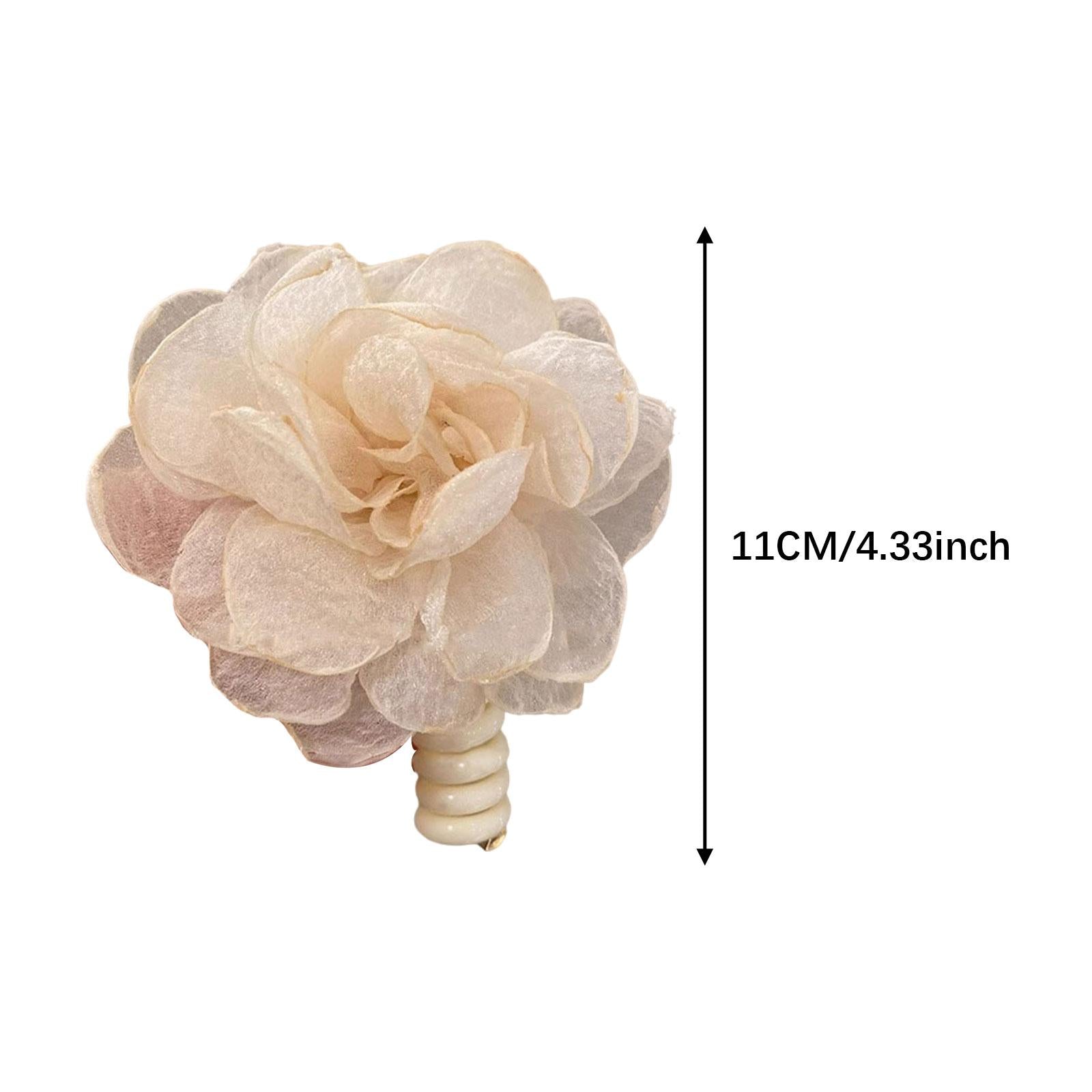 2Pcs Flower Hair Bands Headwear Camellia Hairties for Club Birthday New Year white