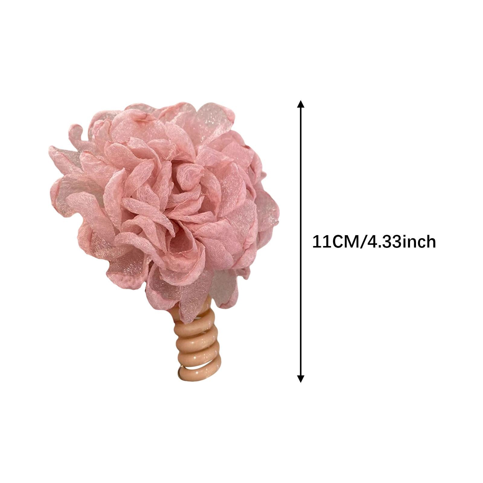 2Pcs Flower Hair Bands Headwear Camellia Hairties for Club Birthday New Year pink