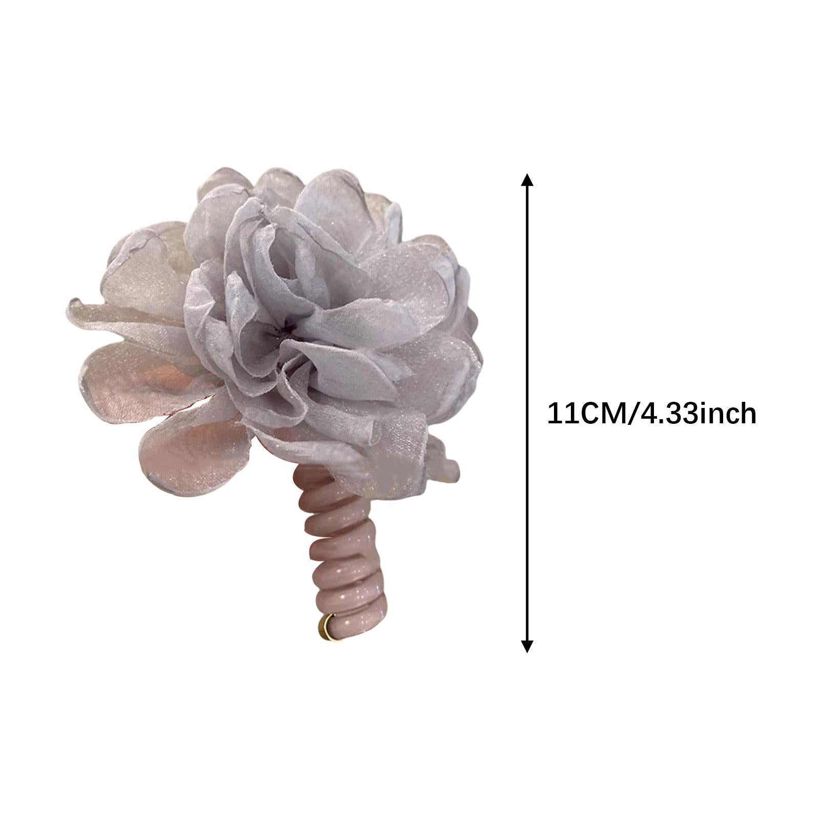 2Pcs Flower Hair Bands Headwear Camellia Hairties for Club Birthday New Year gray