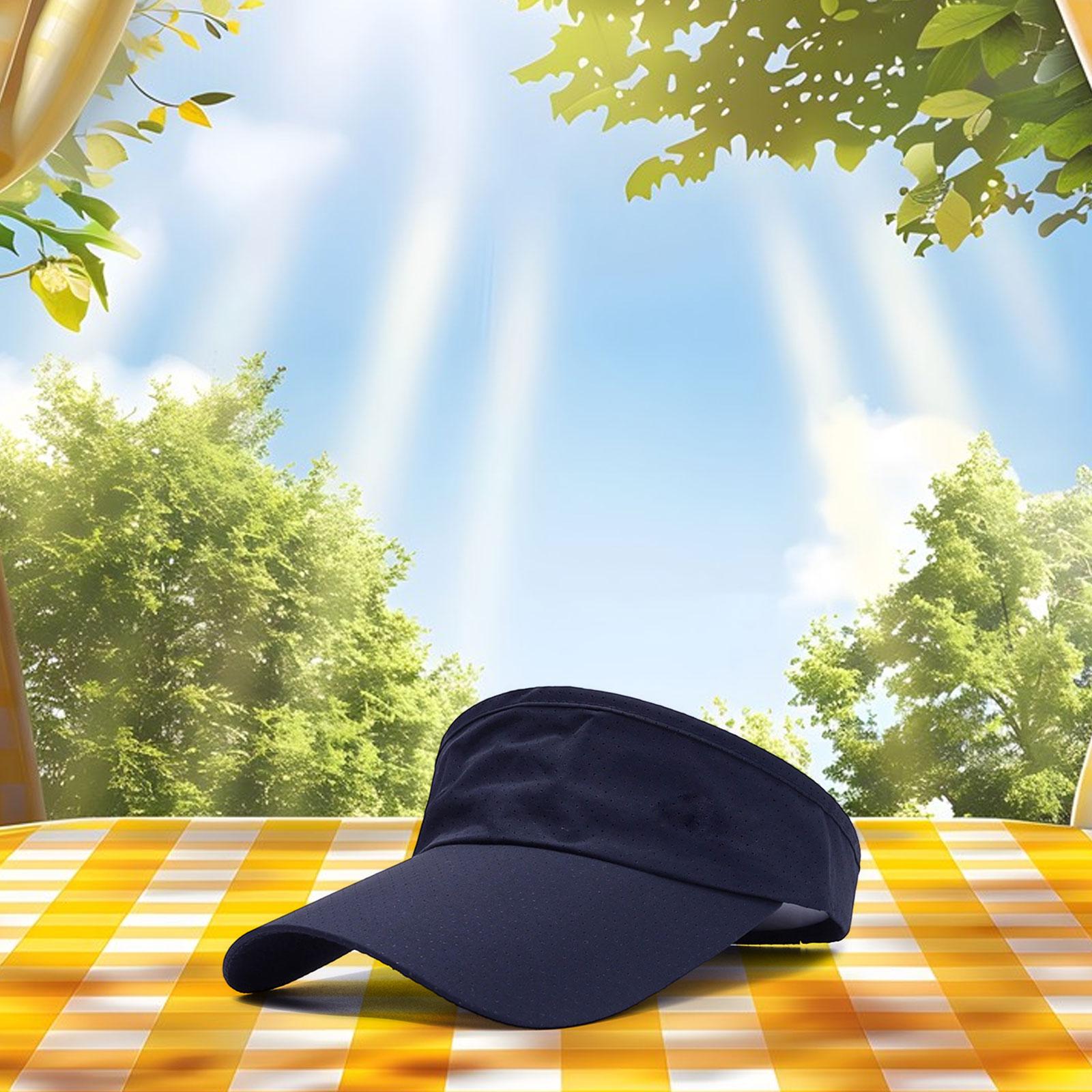 Sun Visor Hat Open Top Casual Cotton Sunhat for Camping Birthday Gift Travel Navy