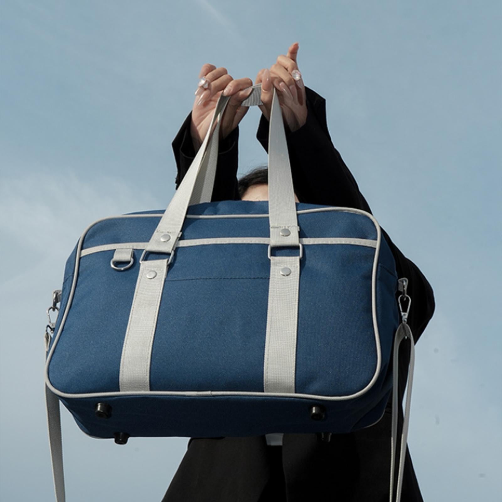Japanese Shoulder Bag Multifunctional JK Handbag for Travel Office Commuting Dark Blue Gray