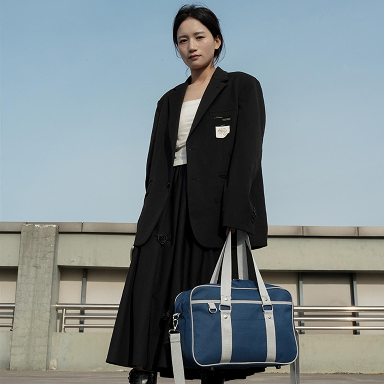 Japanese Shoulder Bag Multifunctional JK Handbag for Travel Office Commuting Dark Blue Gray