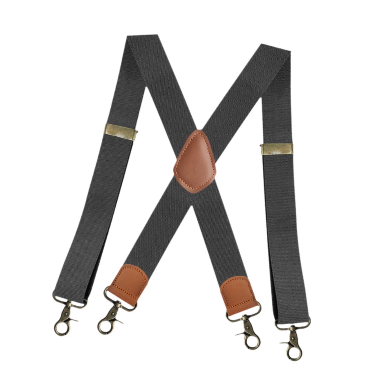 Suspender for Men Fashion Elastic Wide Suspenders for Costume Party Business Dark Grey