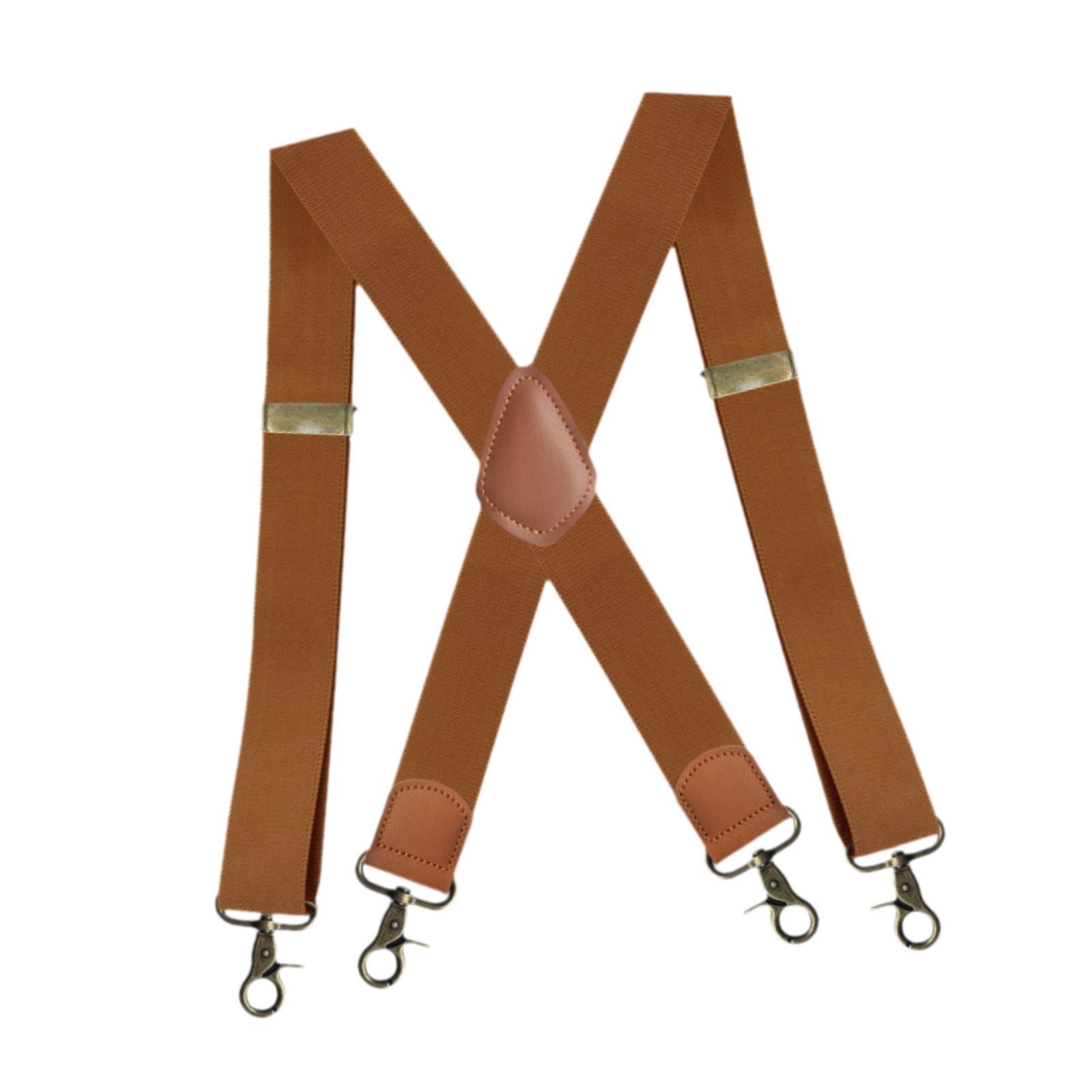 Suspender for Men Fashion Elastic Wide Suspenders for Costume Party Business Camel