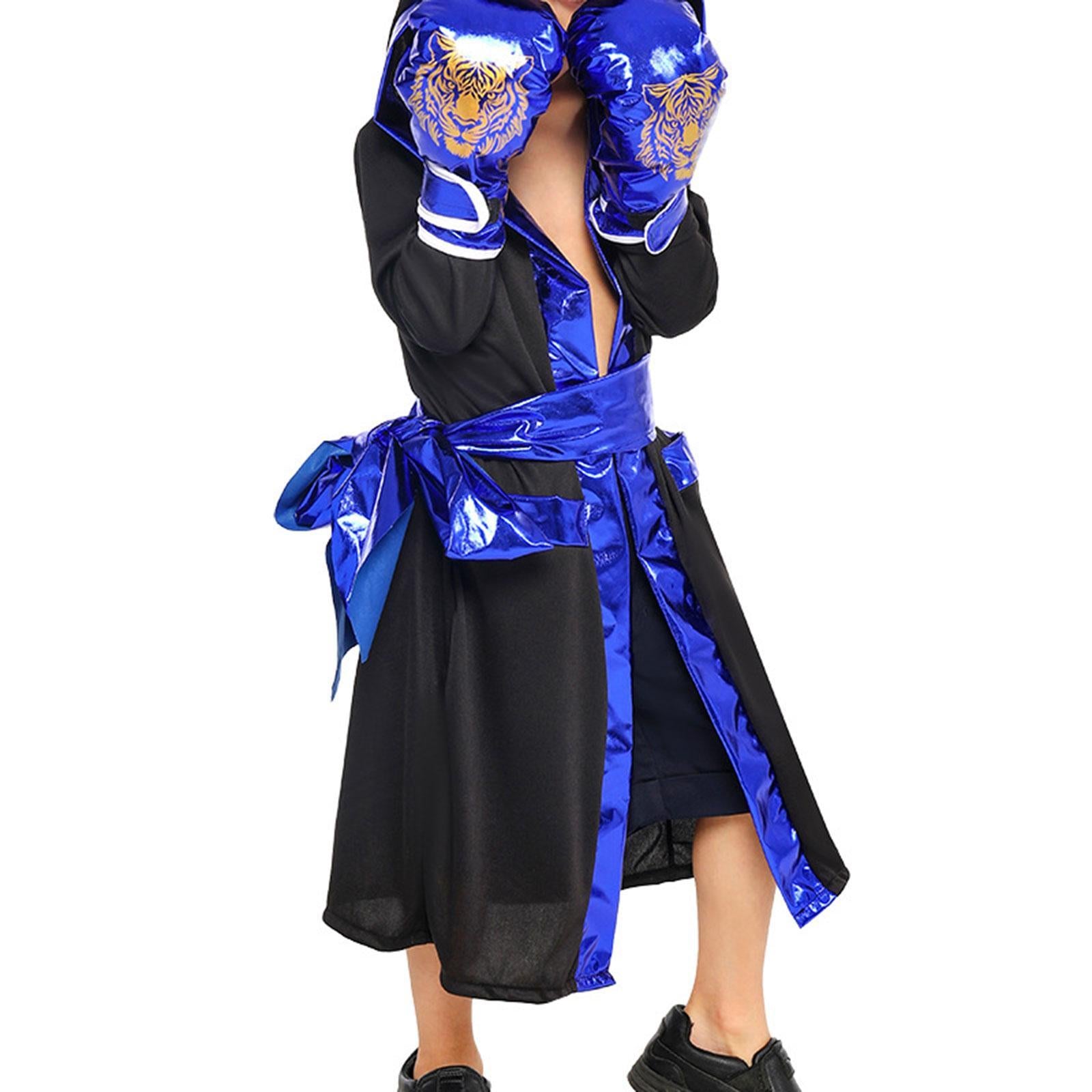 Halloween Children's Boxing Costume for Carnival Breathable Role Play Outfit Black Blue L to XL