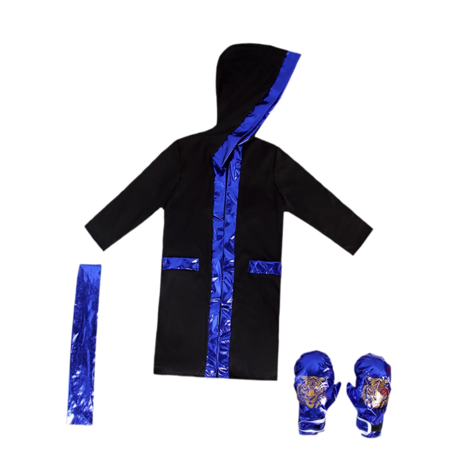 Halloween Children's Boxing Costume for Carnival Breathable Role Play Outfit Black Blue L to XL