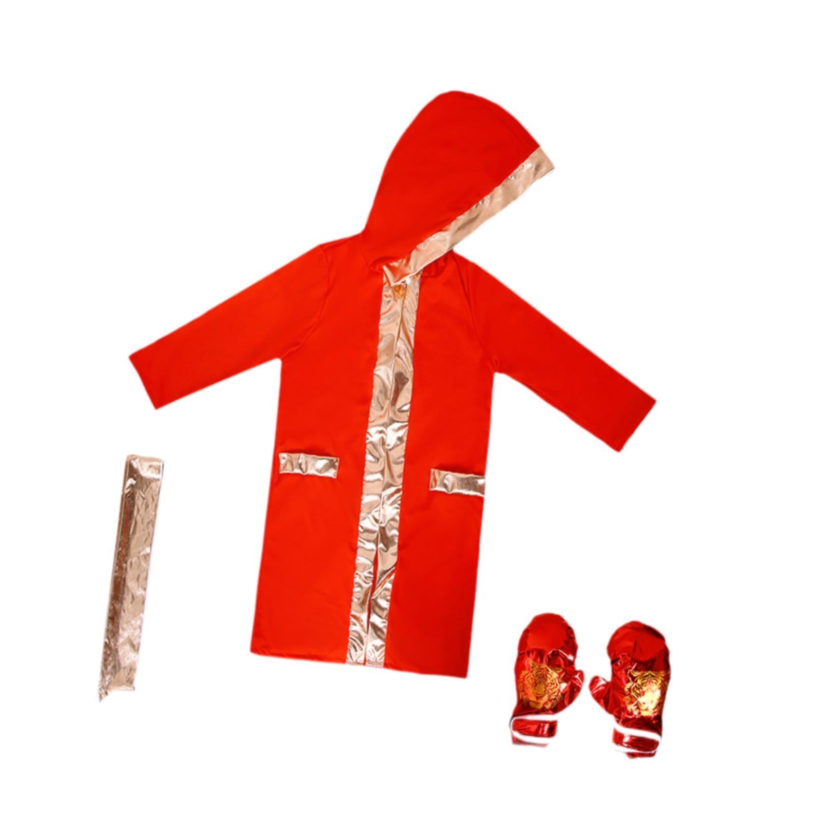 Halloween Children's Boxing Costume for Carnival Breathable Role Play Outfit Red Gold L to XL