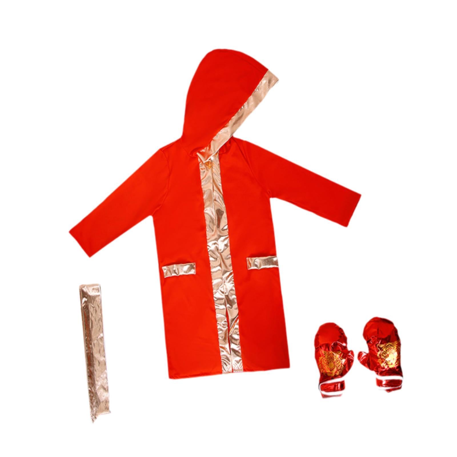Halloween Children's Boxing Costume for Carnival Breathable Role Play Outfit Red Gold L to XL